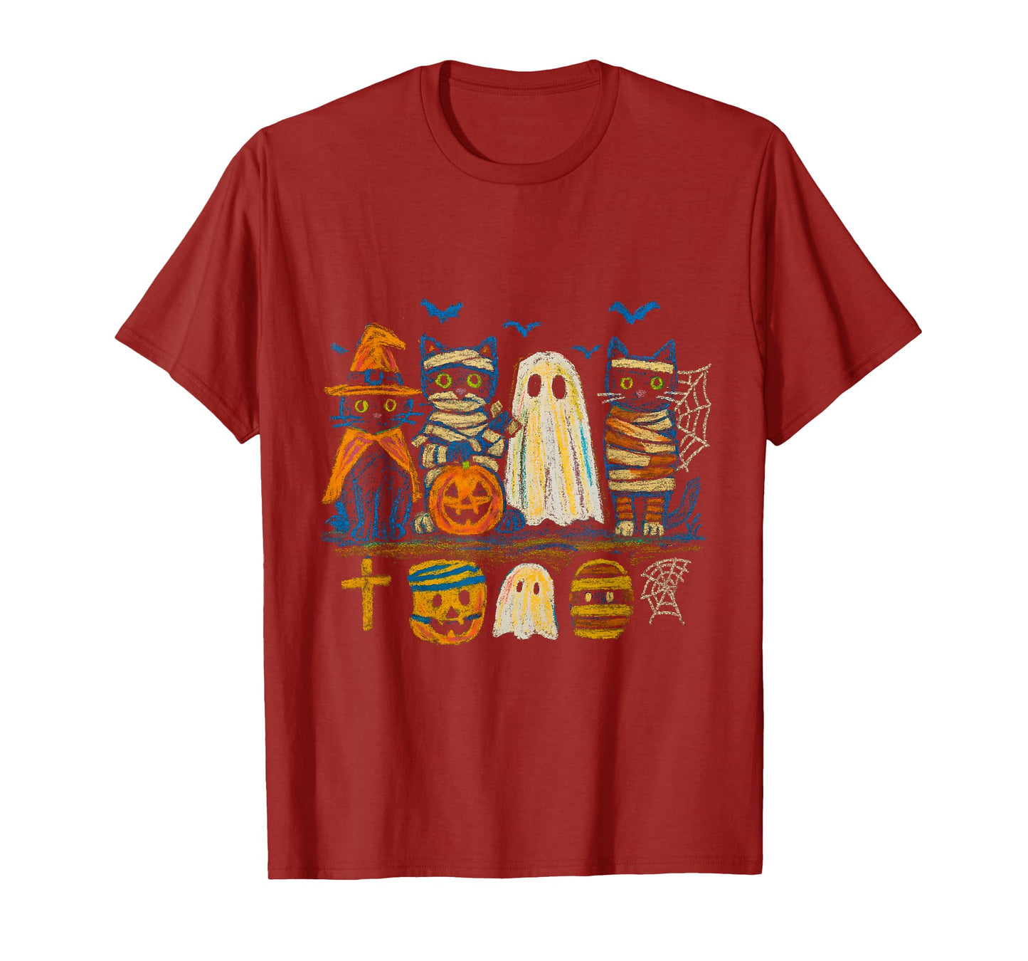 Halloween Cats Witch, Mummy, Ghost & Pumpkin Vintage T-Shirt