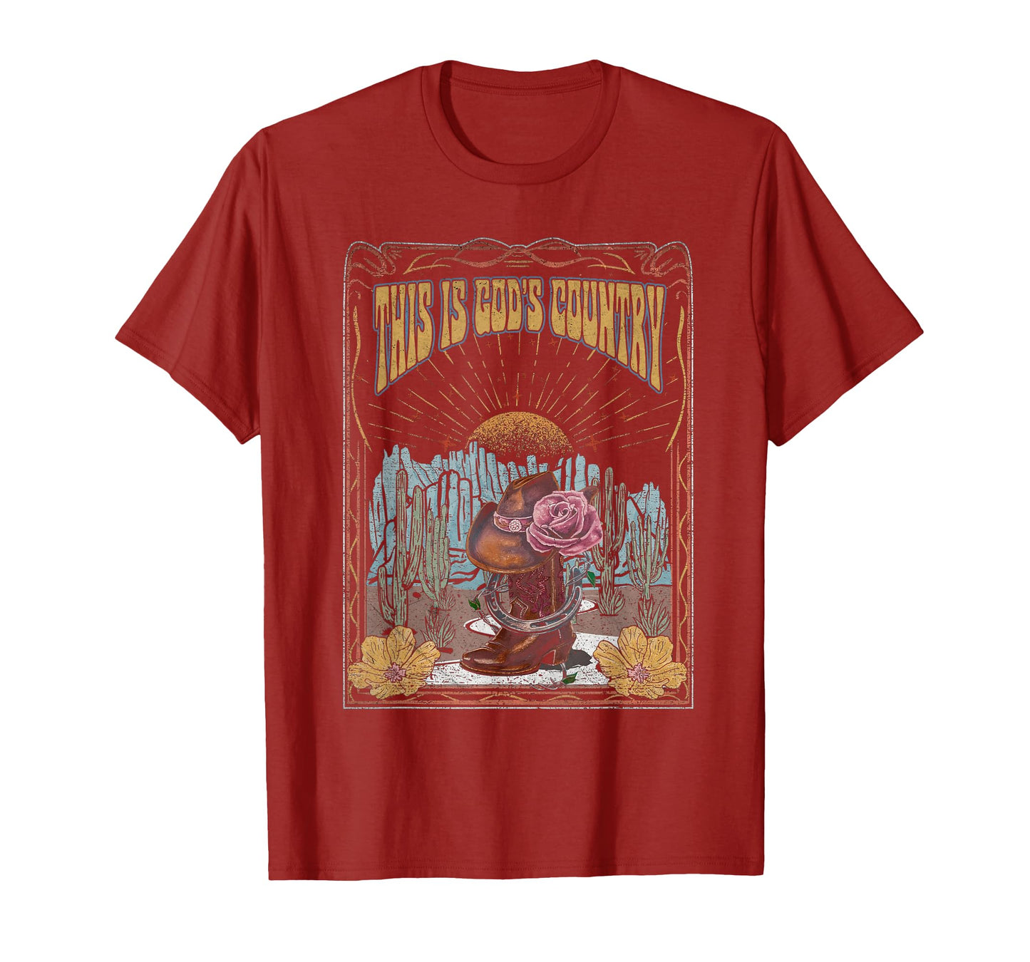 This Is God's Music Country Funny Cowboy Boots Rodeo Flowers T-Shirt
