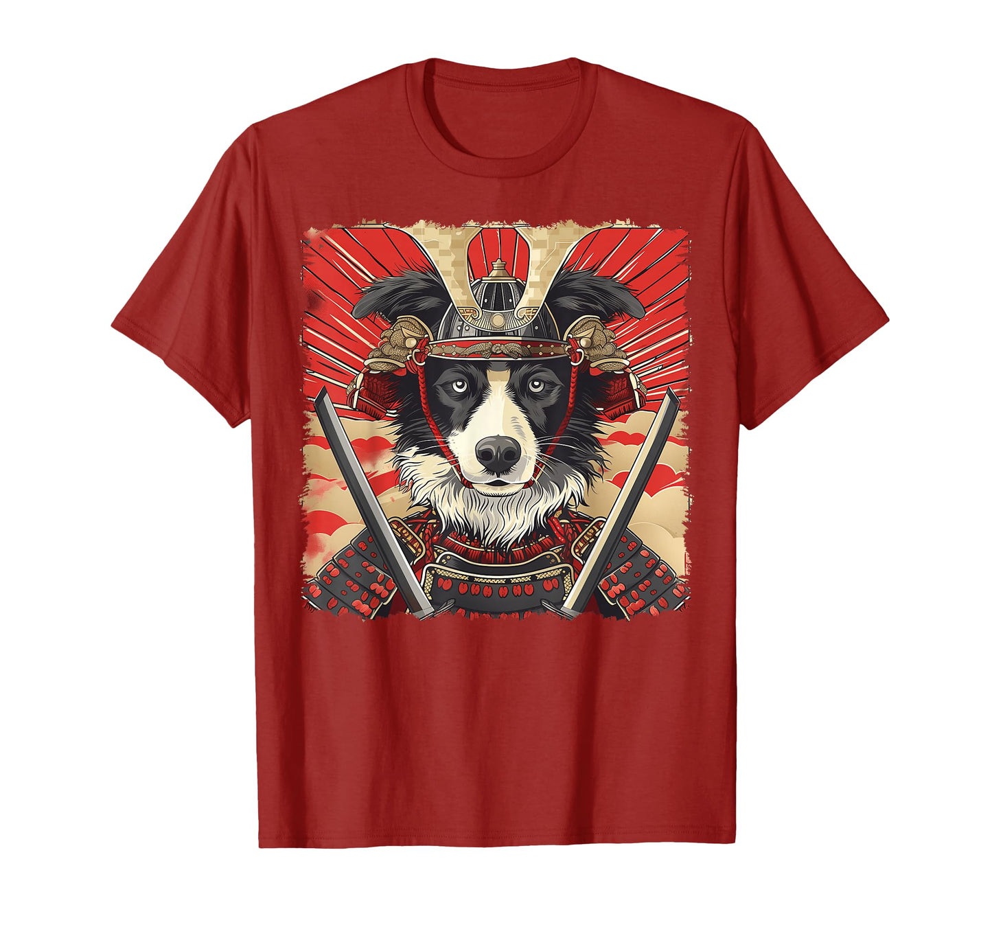 Border Collie Dog Japanese Art Samurai Ukiyo-e Vintage T-Shirt
