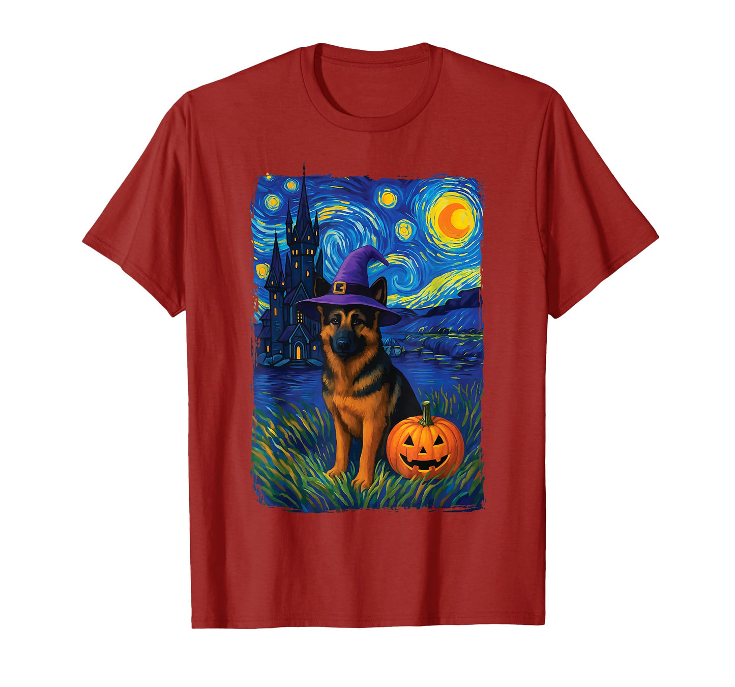 German Shepherd Starry Night Halloween T-Shirt