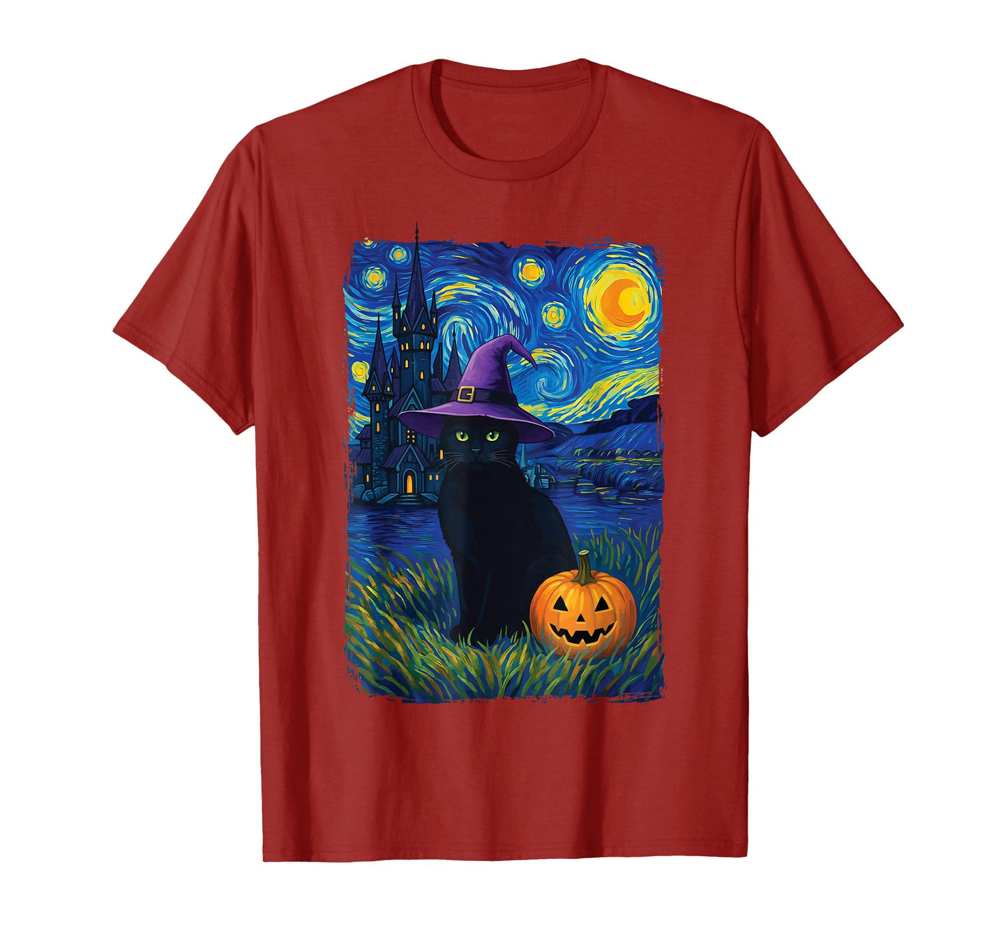 Cat Starry Night Halloween T-Shirt