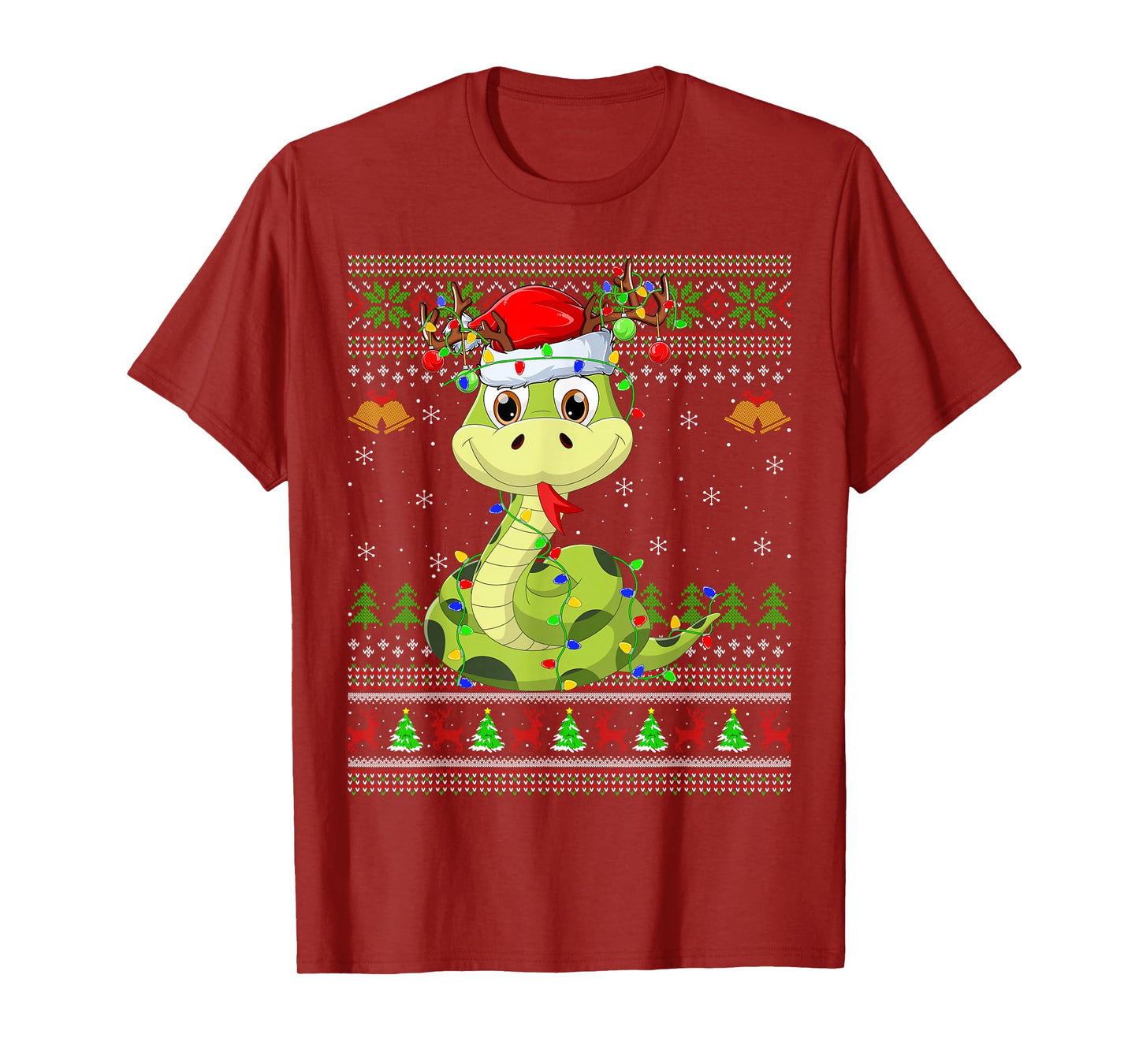 Snake Ugly Christmas Sweaters Reindeer Santa Cute Xmas T-Shirt