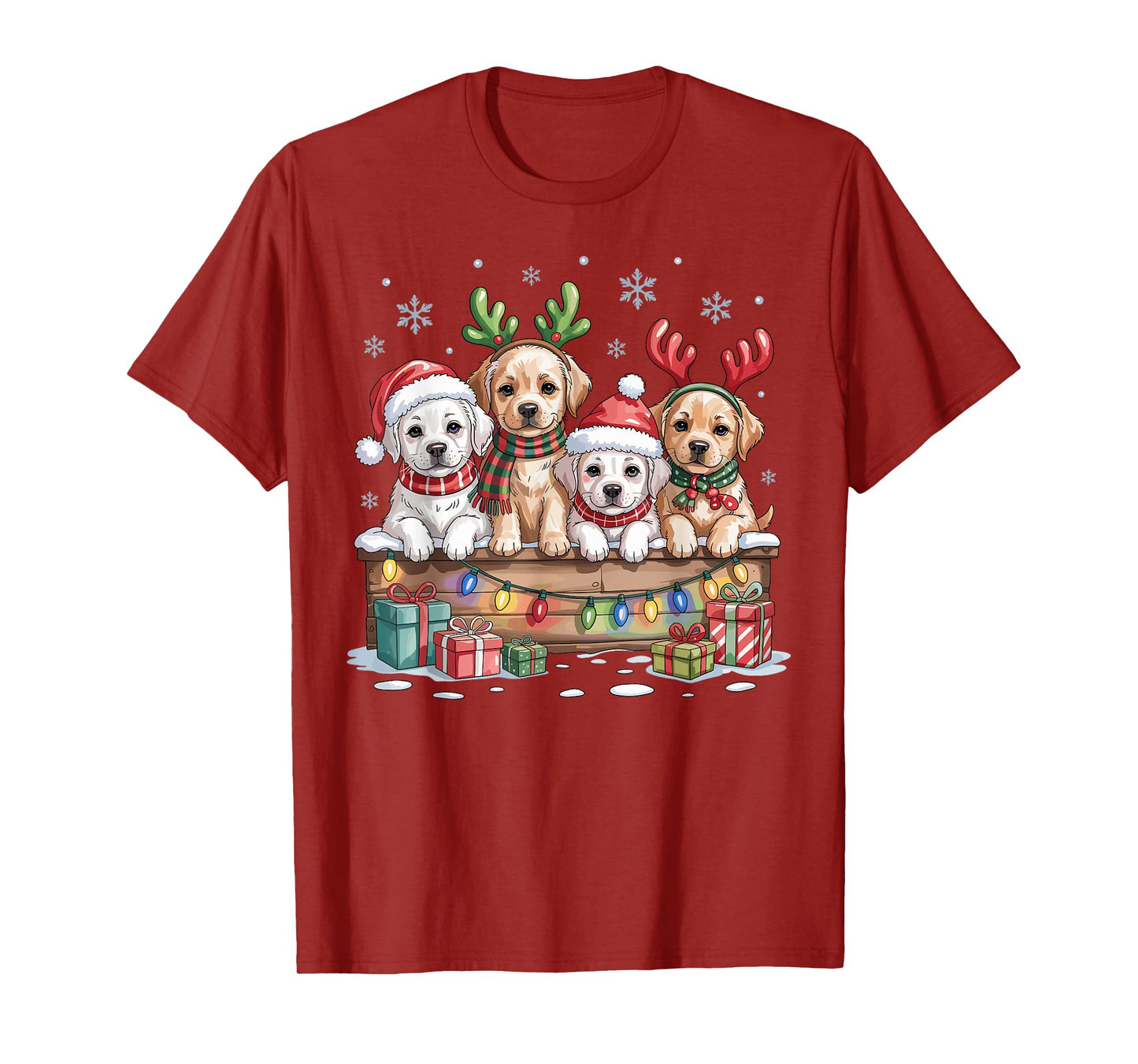 Cute Labrador Christmas Puppies Dog Lovers Funny Holiday T-Shirt