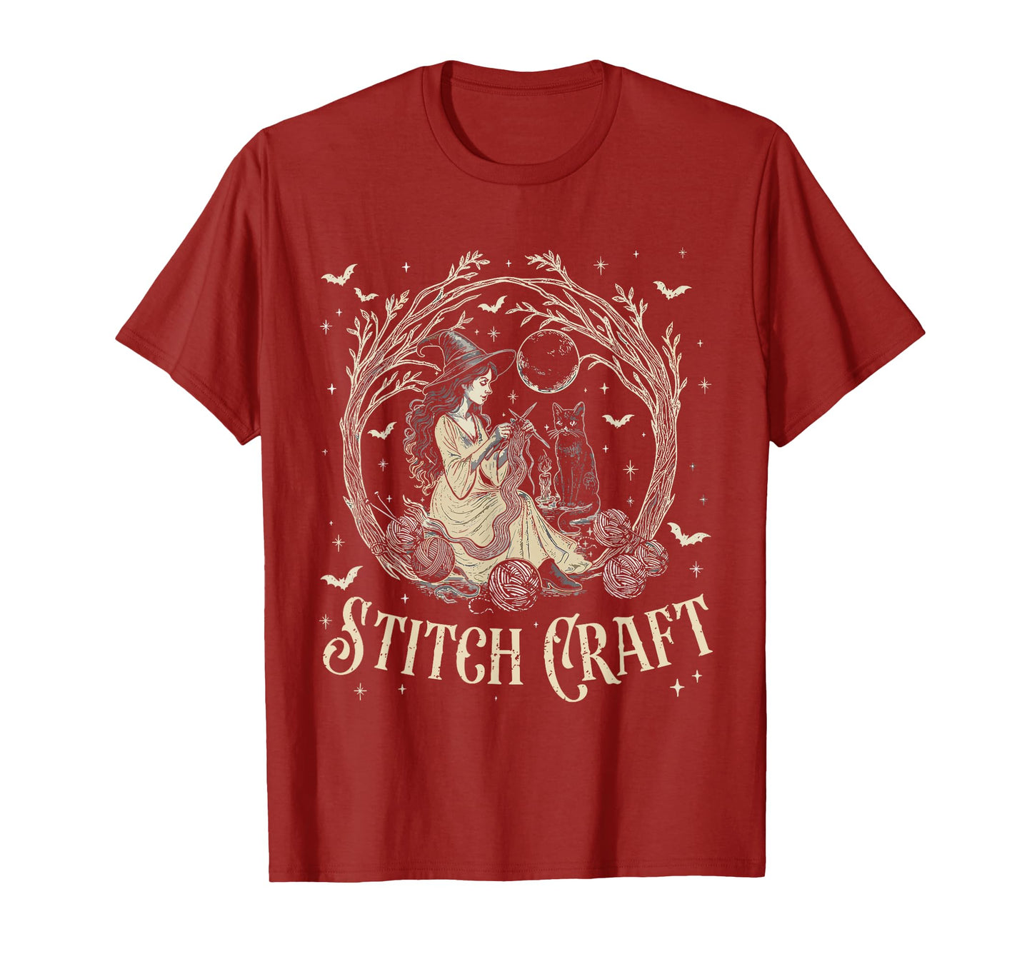 Stitch Craft Salem Witch Halloween Cat Witch Girls Trip T-Shirt