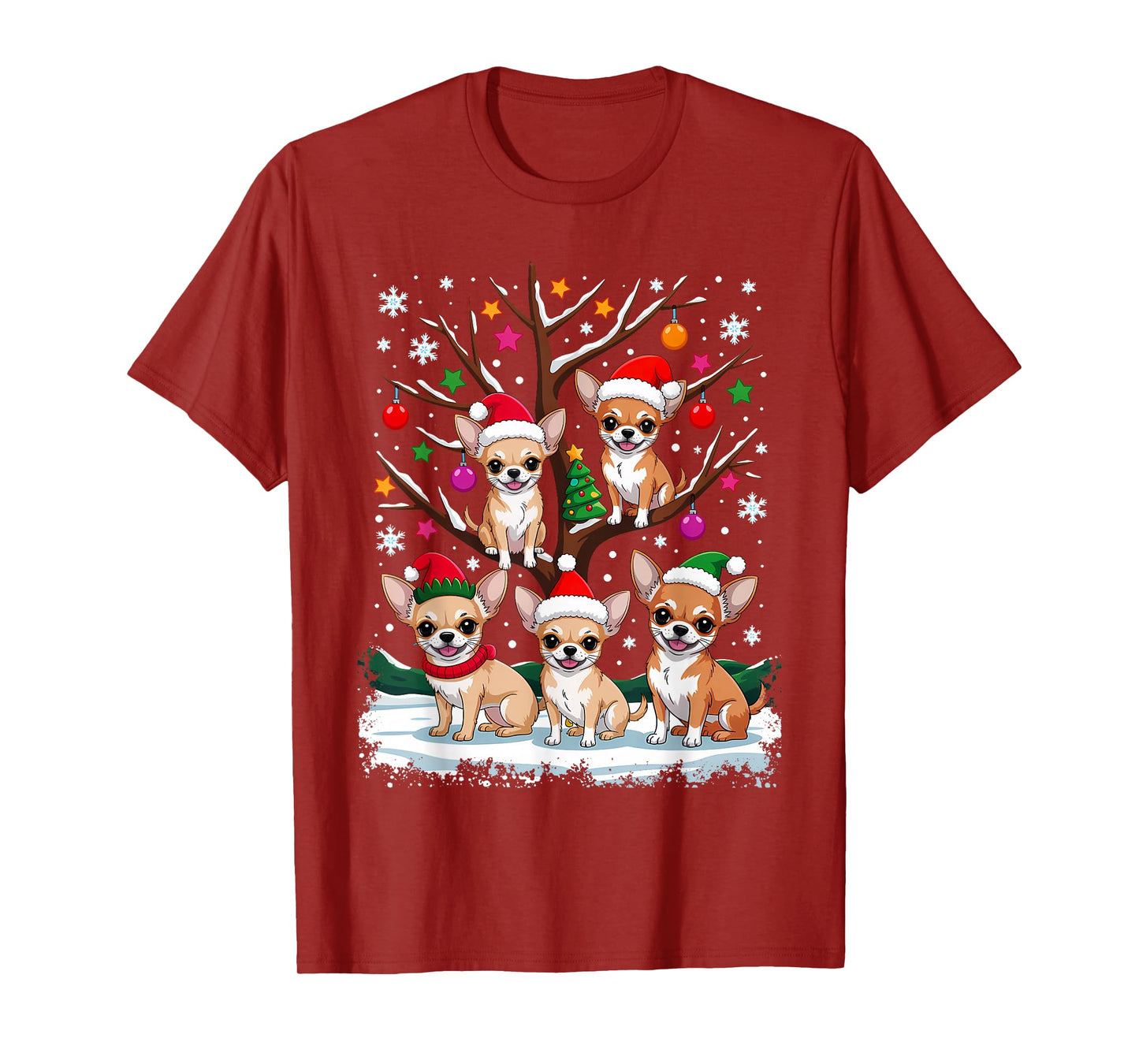 Christmas Chihuahua On Tree Santa Dog Lover T-Shirt