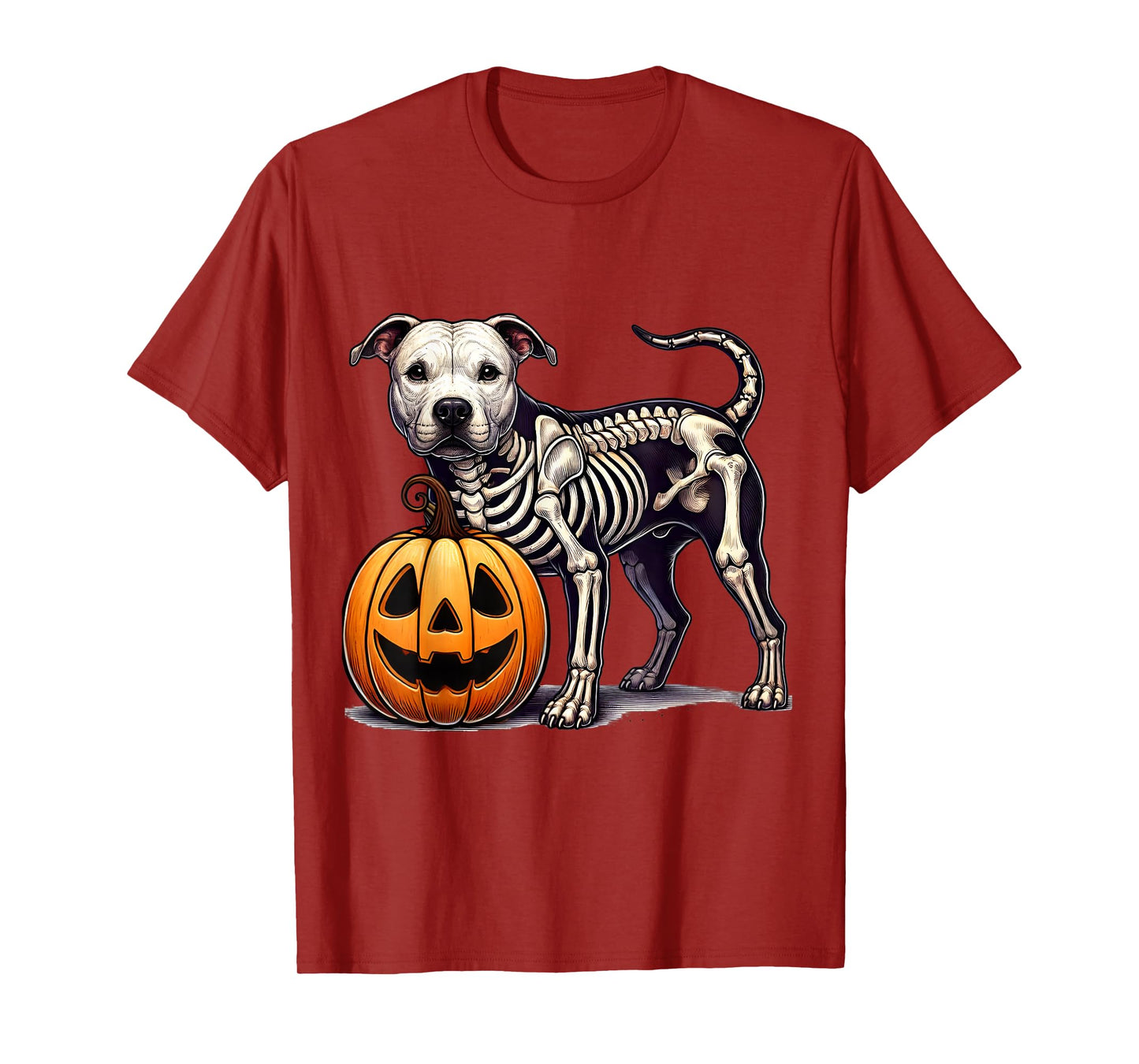 Pit bull Skeleton Jack O Lantern Funny Dog Halloween T-Shirt