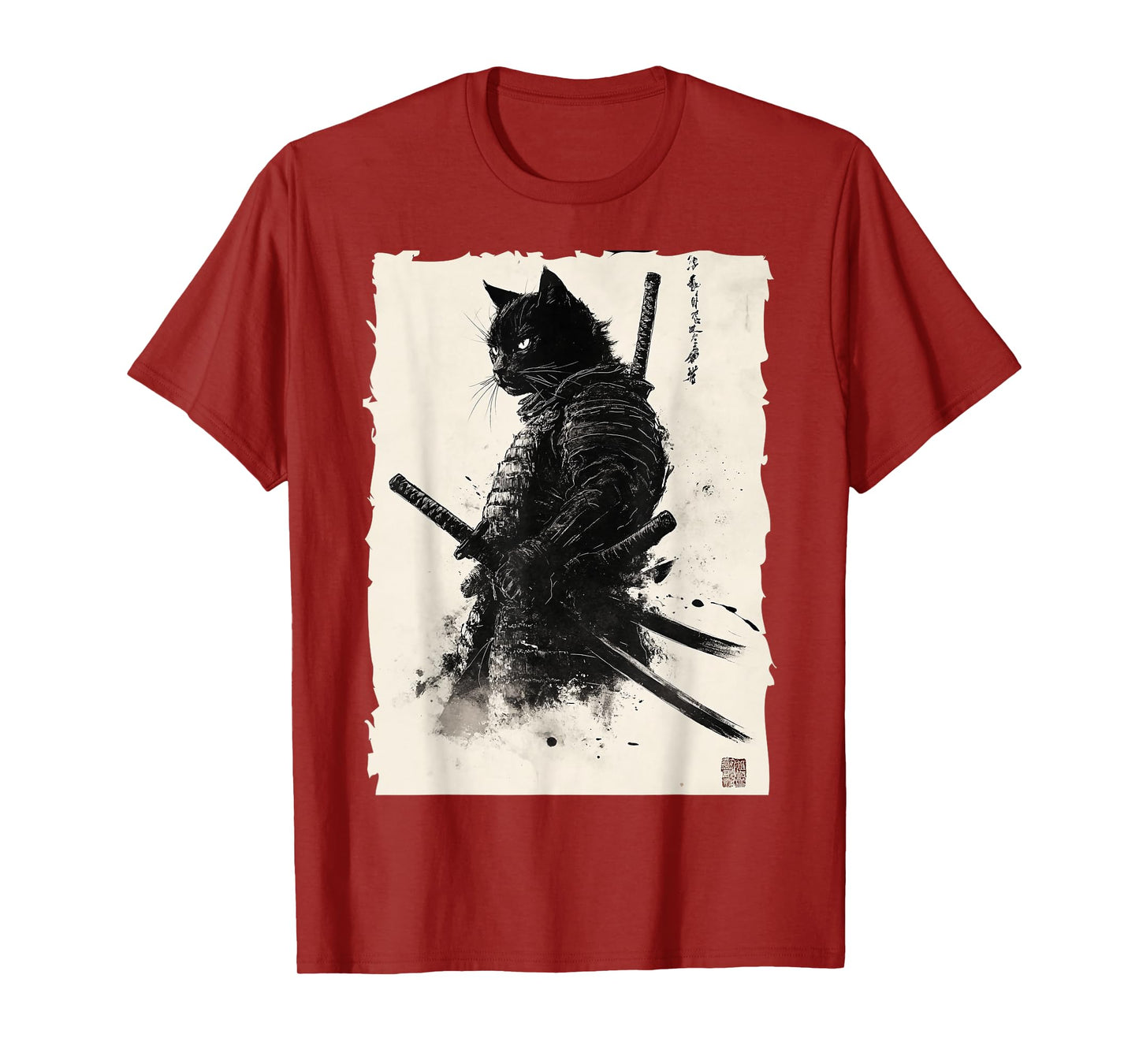 Black cat Vintage Japanese Samurai Cat Retro Ukiyo-e Artwork T-Shirt