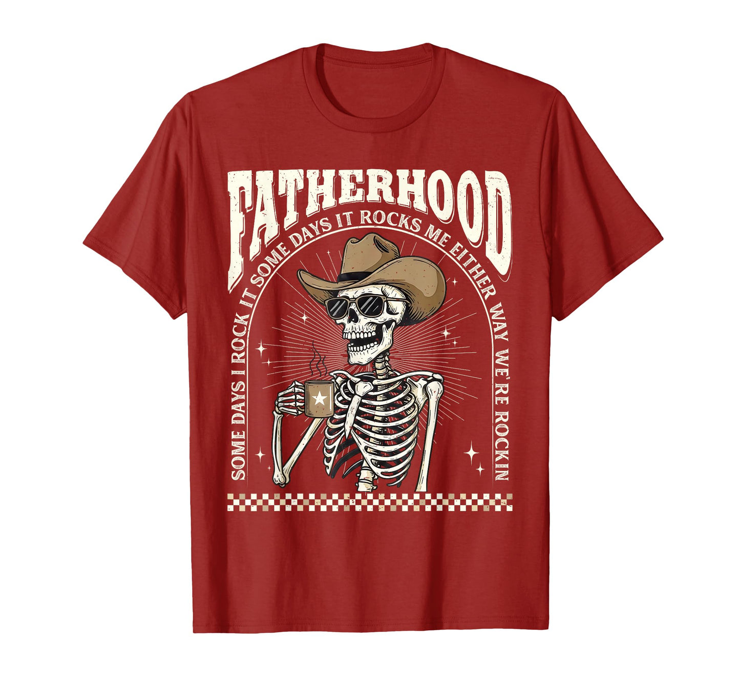 Fatherhood Skeleton Rockin Some Days Funny Vintage Dad T-Shirt