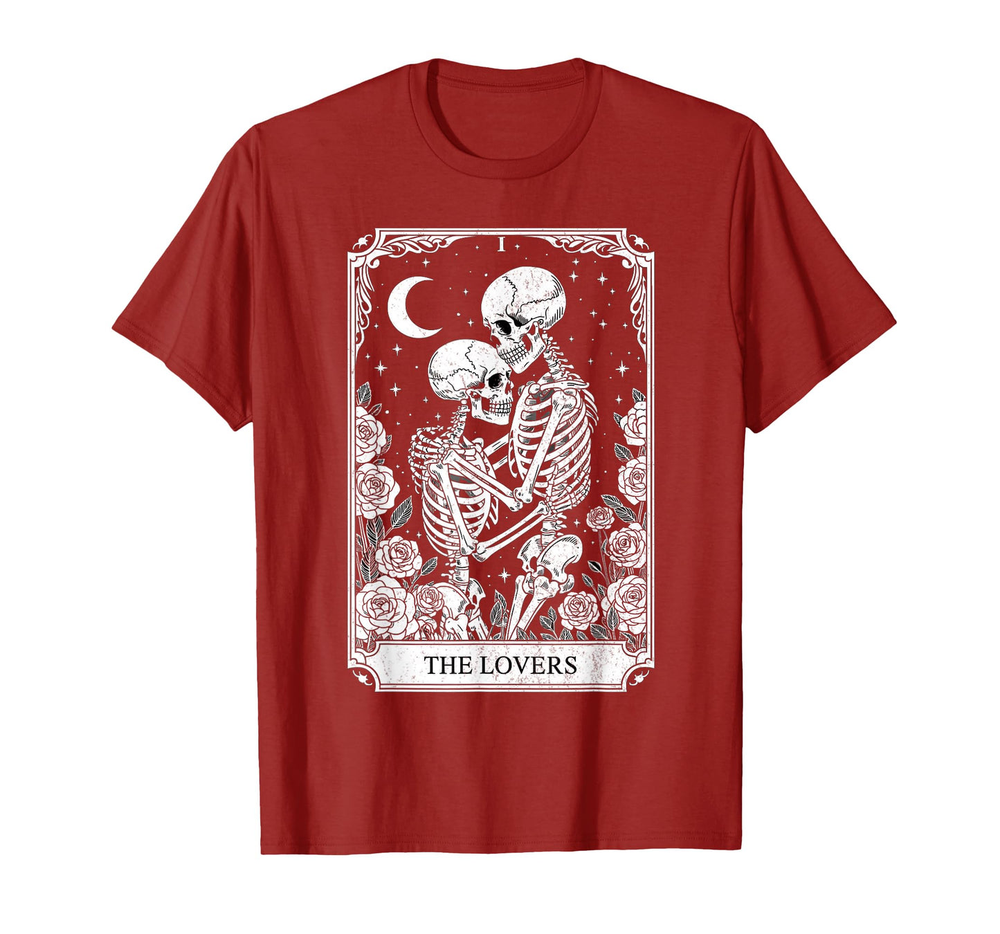 Tarot Card The Lovers Skeleton Goth Halloween Witch Vintage T-Shirt