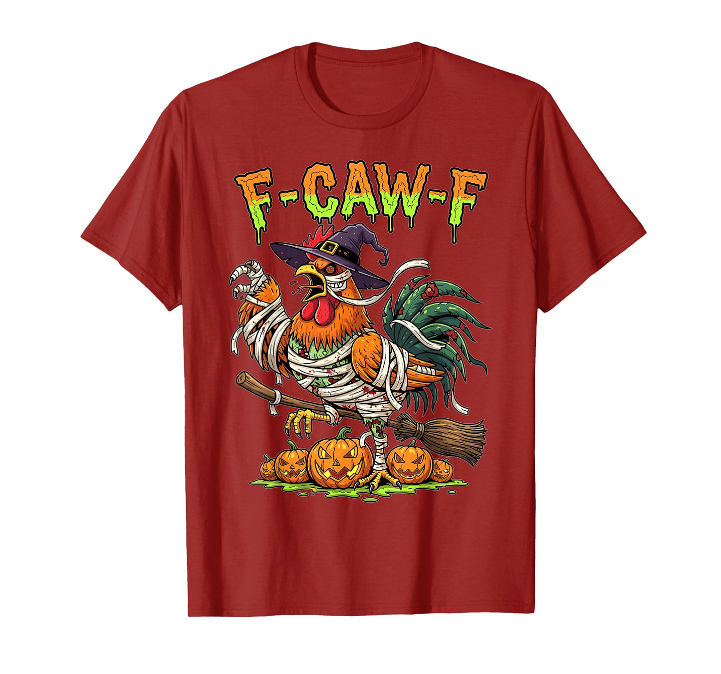 Halloween Chicken Mummy Witch Funny Pumpkin Design T-Shirt