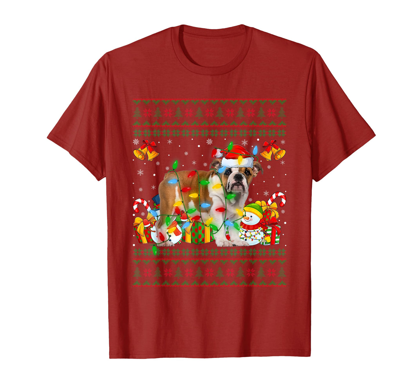 English Bulldog Ugly Christmas Sweaters Pet Dog Lover Xmas T-Shirt