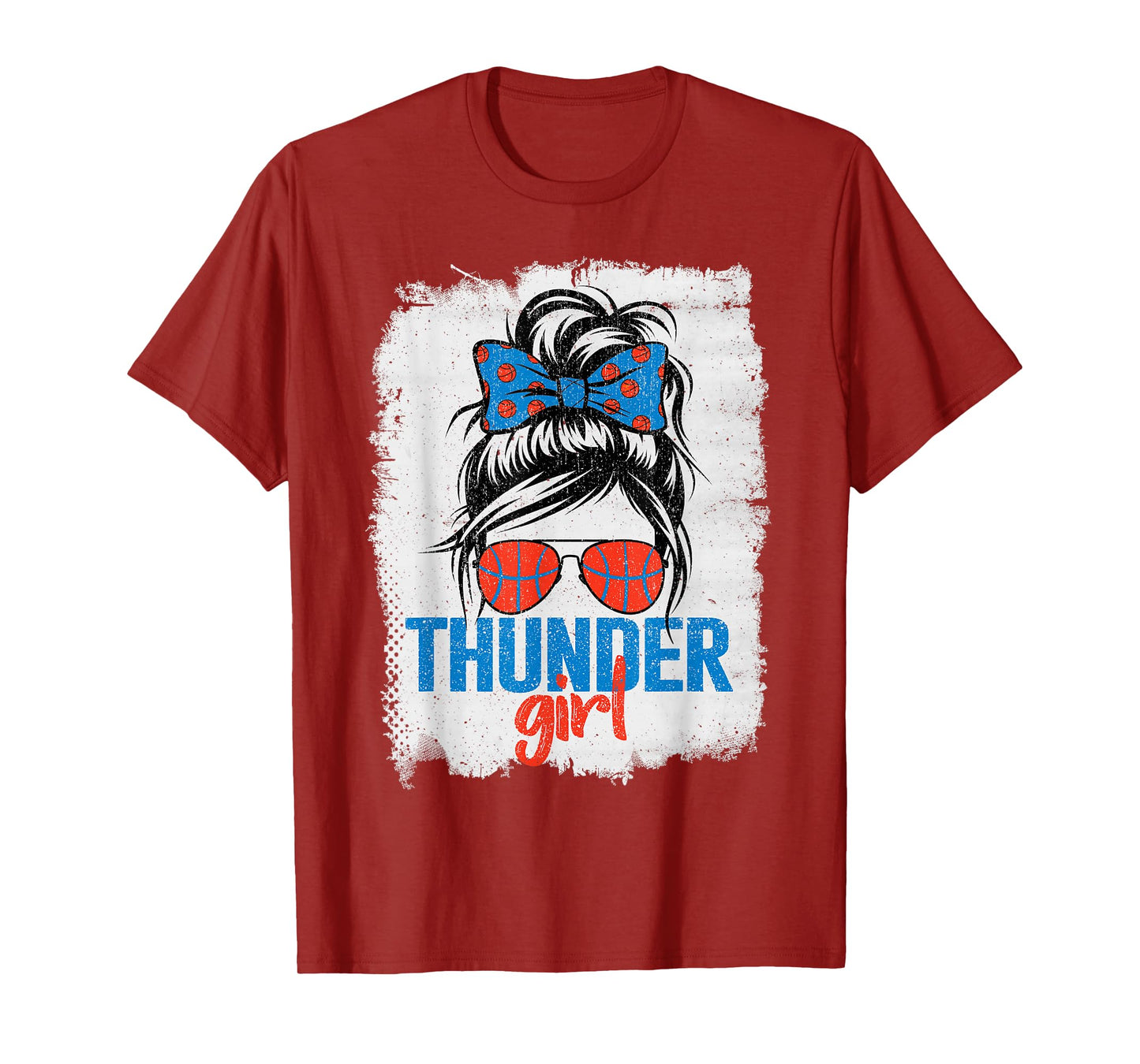 Vintage Thunder Girl Messy Bun Retro Sports Fan Team Spirit T-Shirt