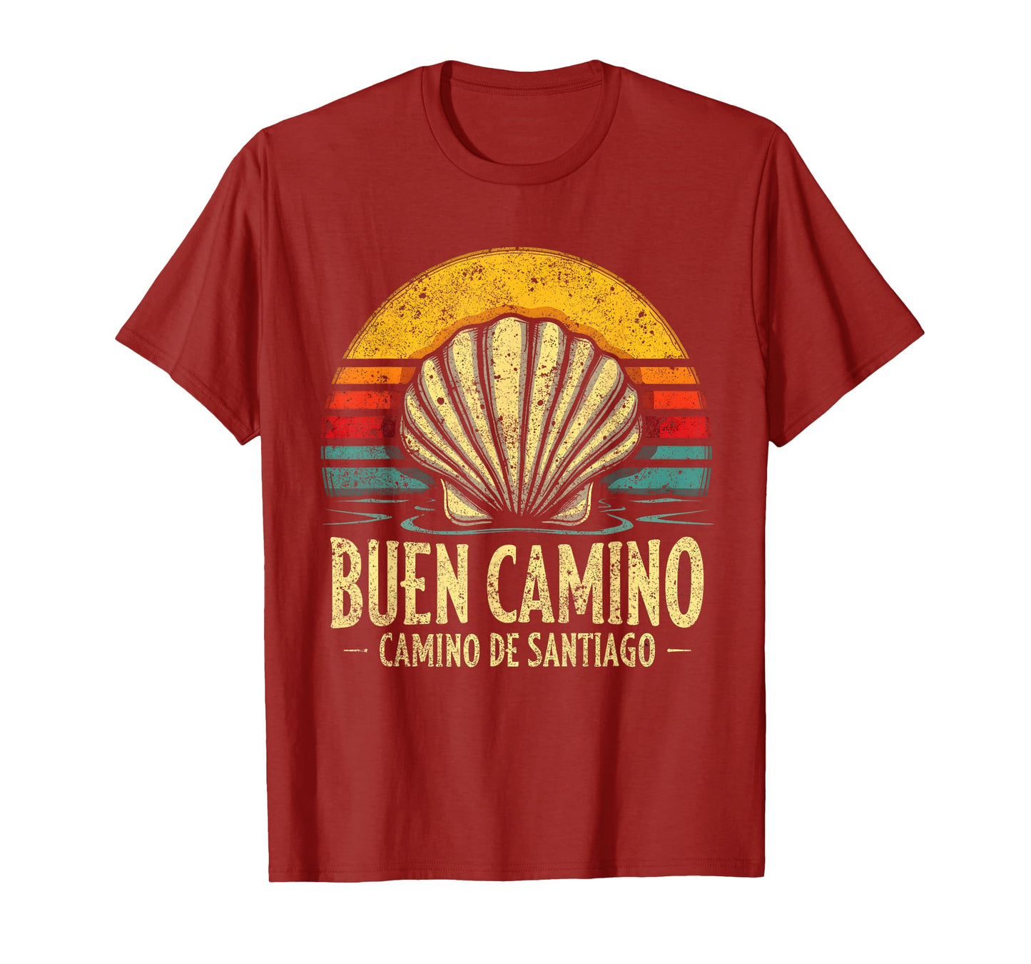 Womens Buen Camino Shell Vintage Santiago Pilgrim Hike Spain T-Shirt