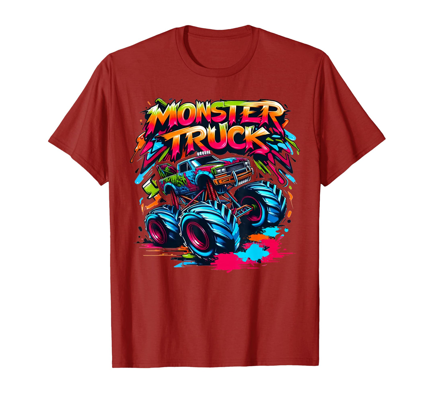 Monster Truck Retro Colorful Graffiti Toddlers Youth Adults T-Shirt