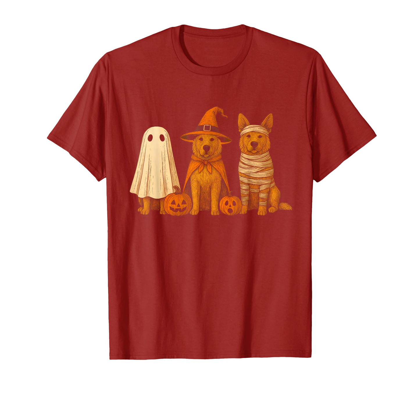 Retro Akita Dog Witch Scary Halloween Pumpkin Women Men Kids T-Shirt