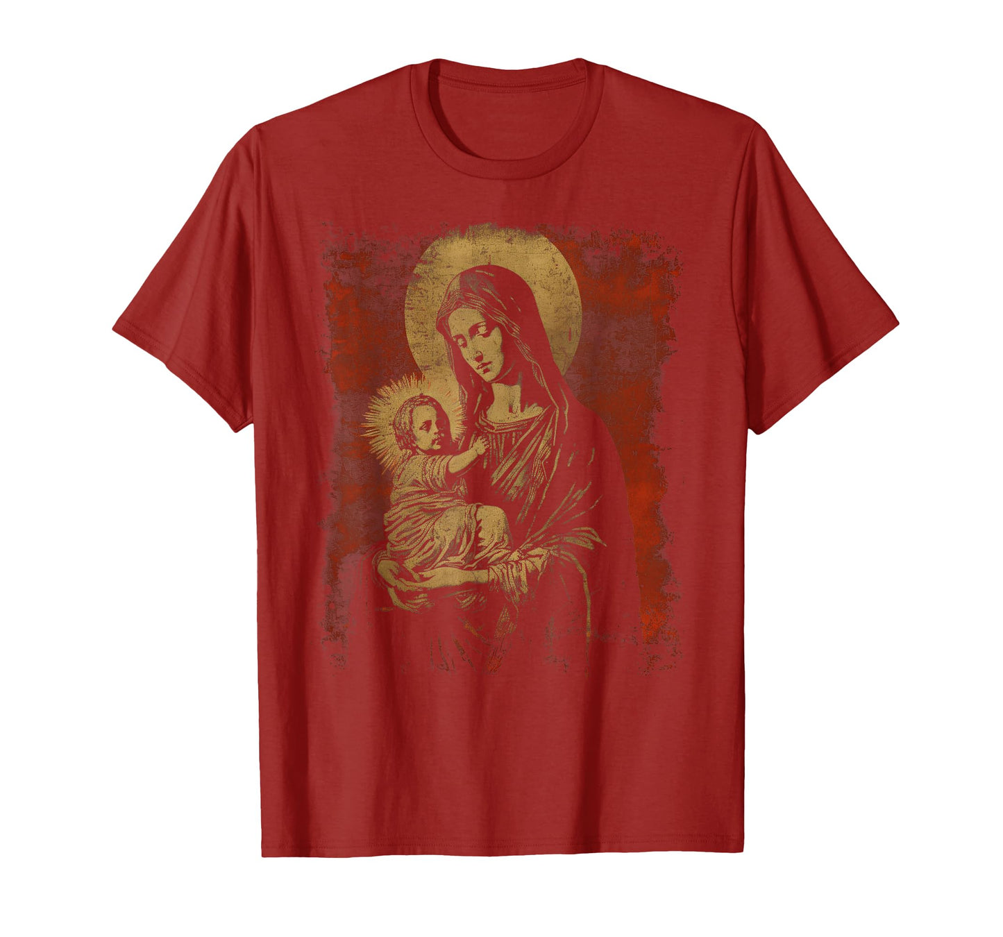 Mary & Jesus Retro Distressed 90s Goth Grunge Vibes Graphic T-Shirt