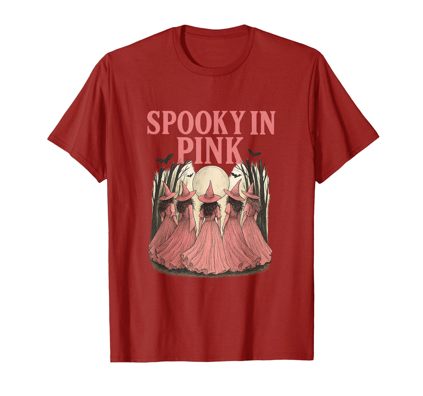 Spooky in Pink Halloween Witch Design T-Shirt