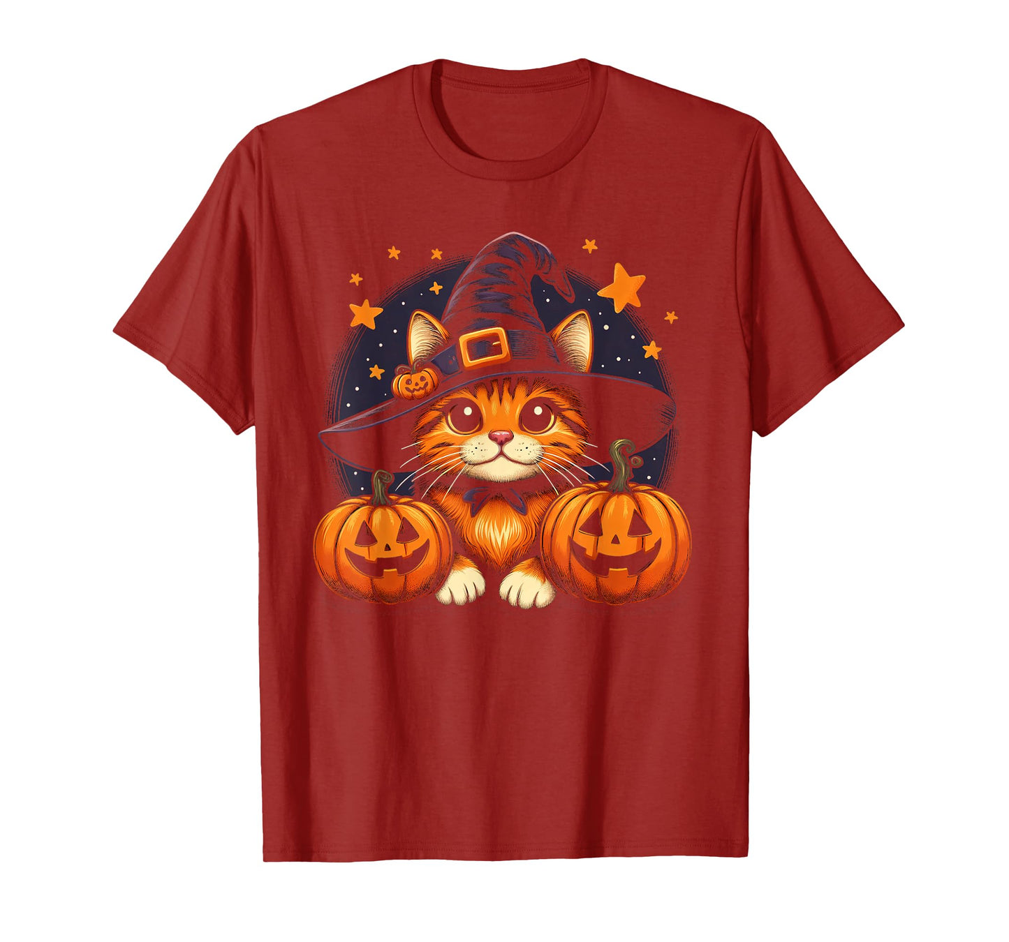 Orange Tabby Cat Halloween Graphic for Men Women Cat Lover T-Shirt