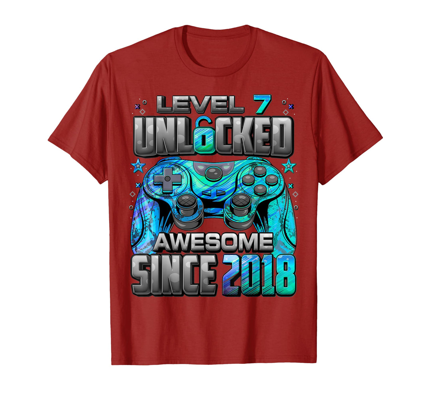 Level 7 Unlocked Awesome Since 2018 7th Birthday Gaming T-Shirt