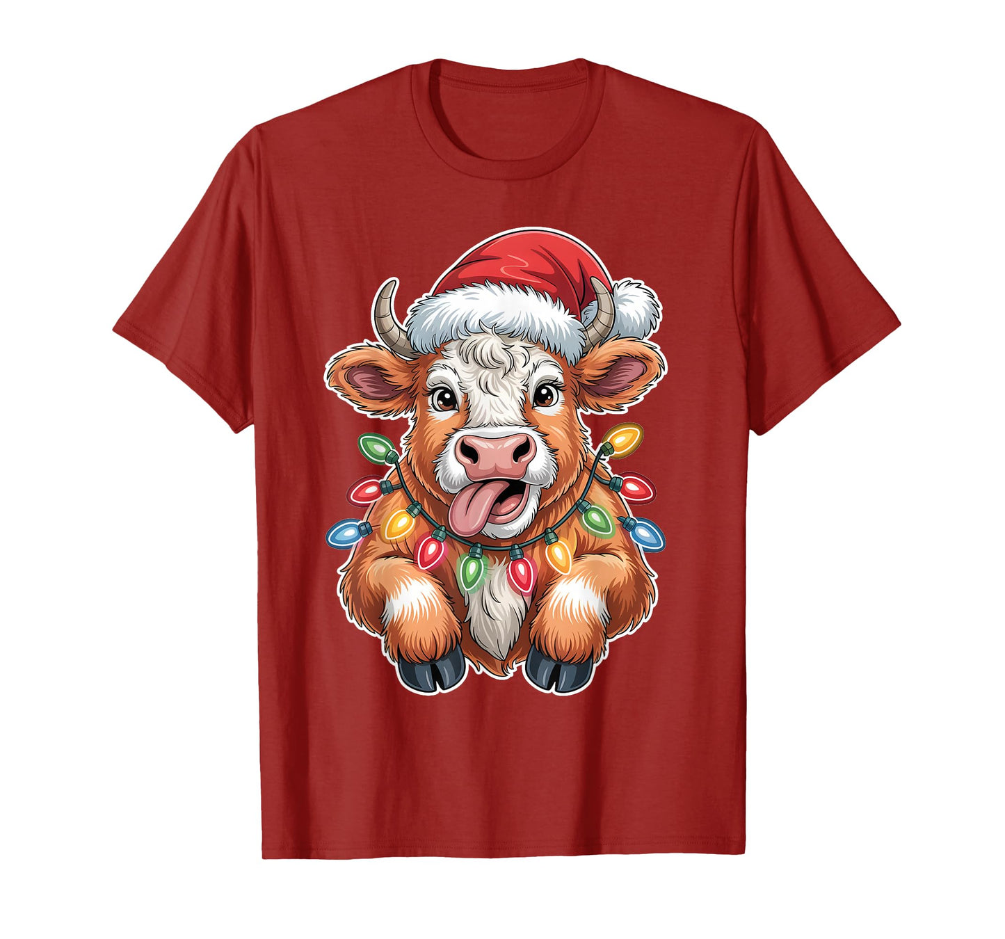 Cute Cow Calf Christmas Santa Hat Holiday Mooey Cows T-Shirt