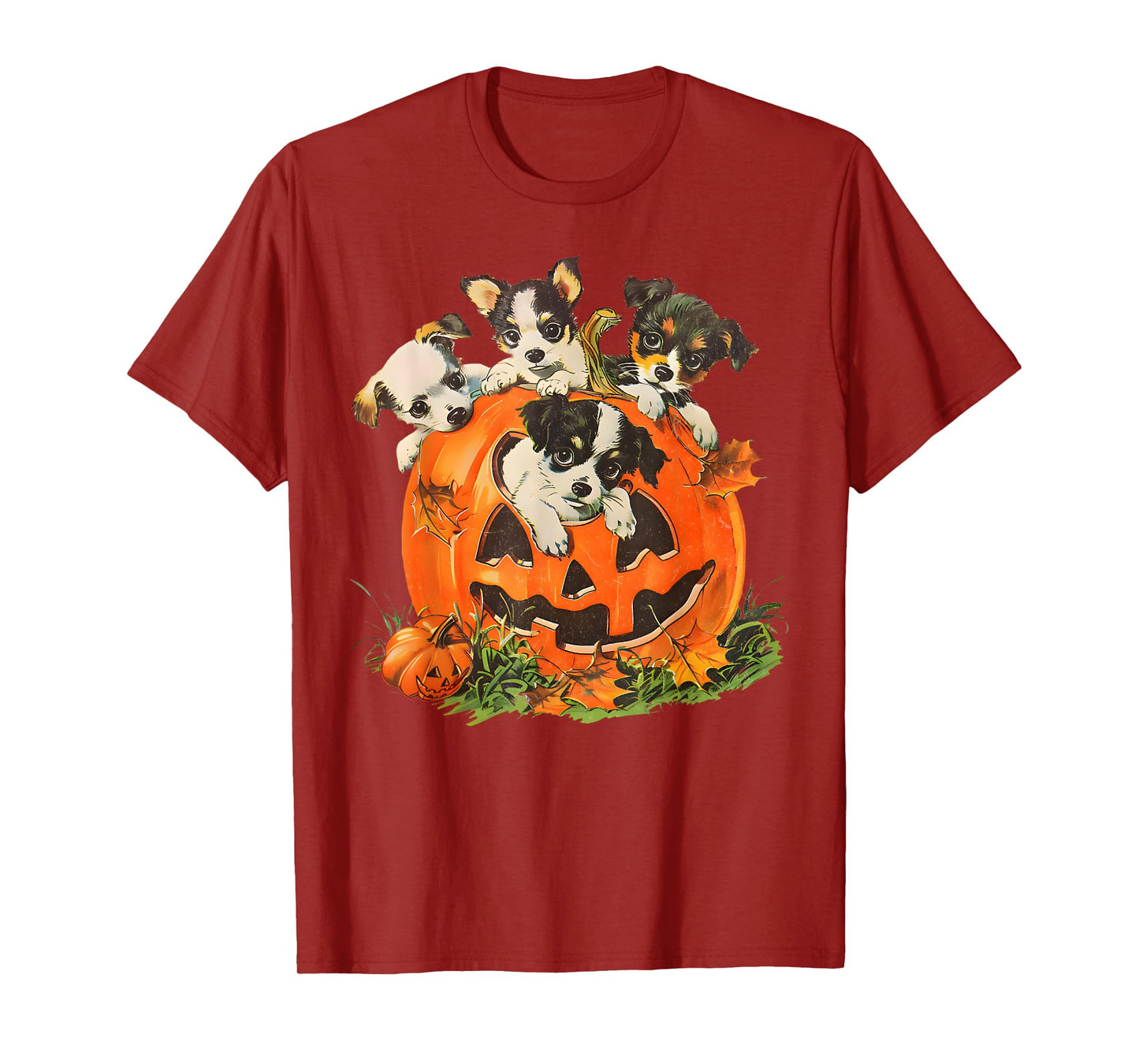 Vintage 90s Dog Retro Pumpkin Puppies Halloween Dog Lovers Men Women Kids T-Shirt