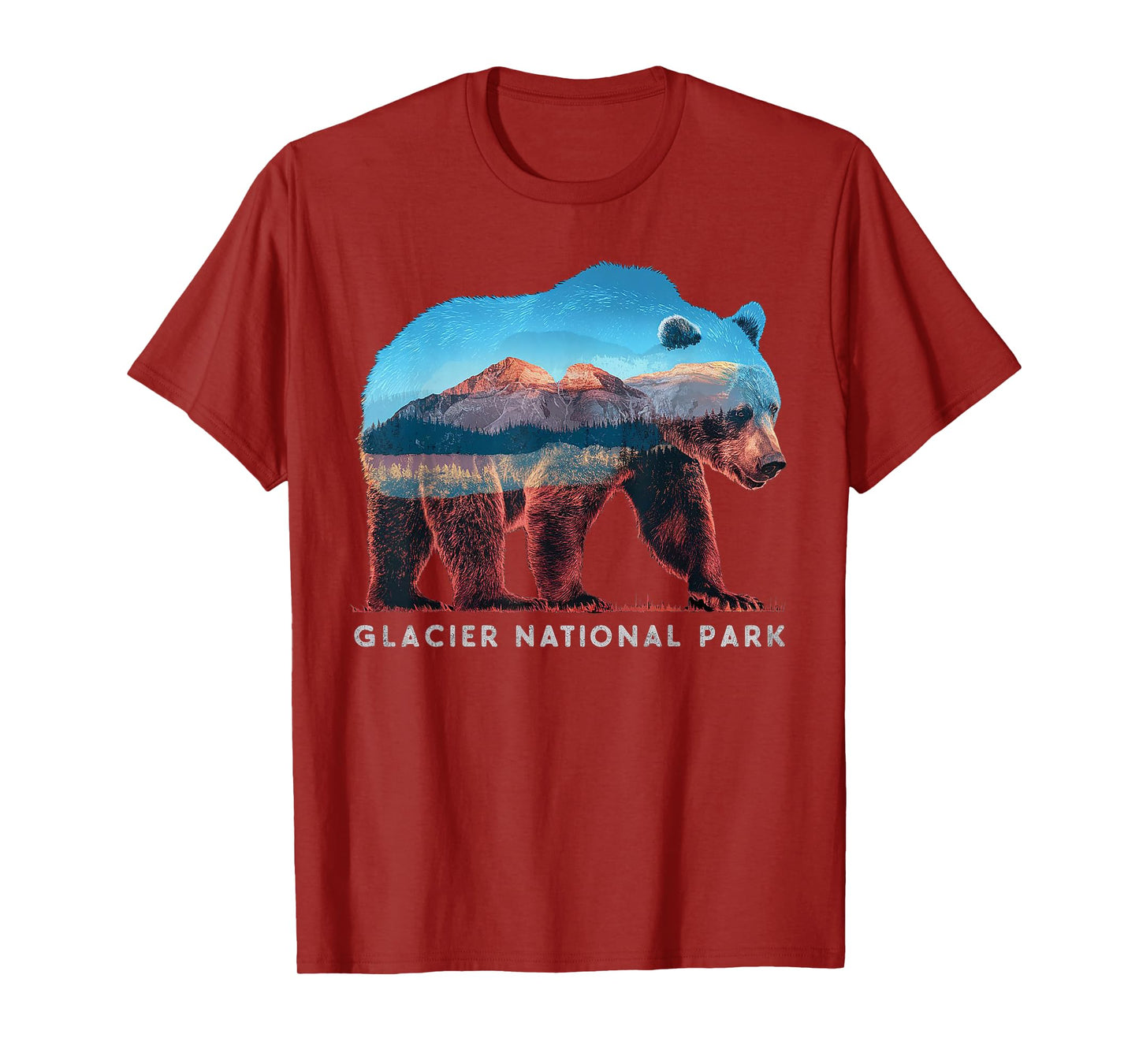 Retro Distressed Glacier Bear Glacier National Park Souvenir T-Shirt