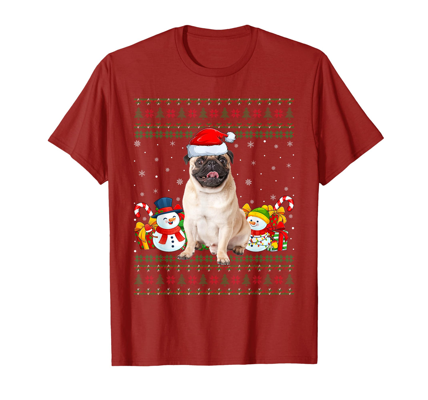 Pug Dogs Ugly Christmas Sweaters Funny Pet Dog Lover Xmas T-Shirt