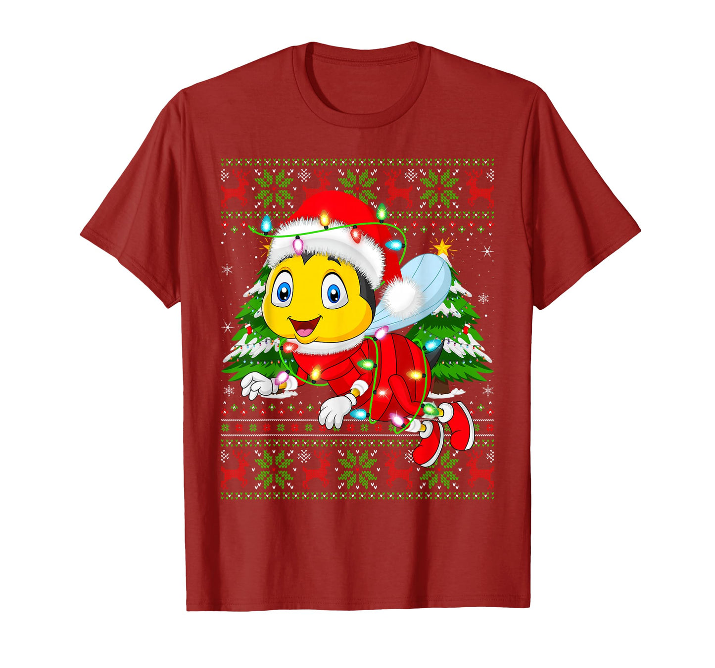Honey Bees Christmas Lights Santa Costume Ugly Xmas Sweaters T-Shirt