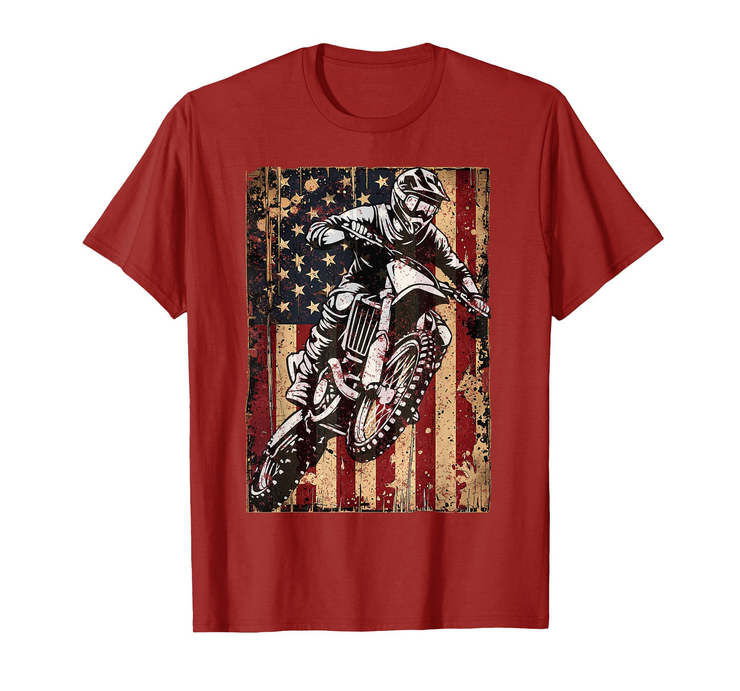 Dirt Bike USA Flag Vintage Motocross Riders Freestyle T-Shirt