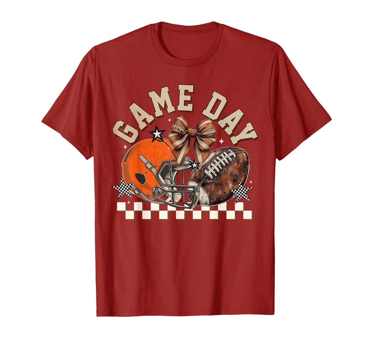 Vintage Football Mom Orange Coquette Bow Game Day Women Girl T-Shirt
