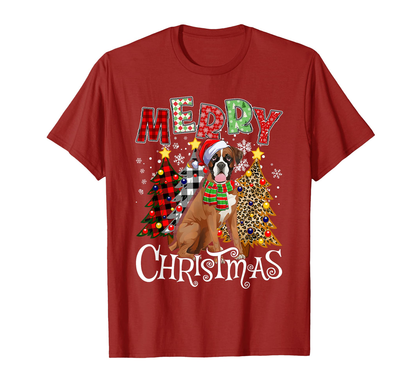 Funny Christmas Santa Hat Lights Pajama Dog Lover Men Women T-Shirt