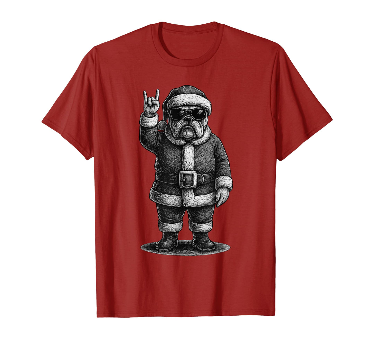 English Bulldog Rock Music Christmas Dog Lover T-Shirt