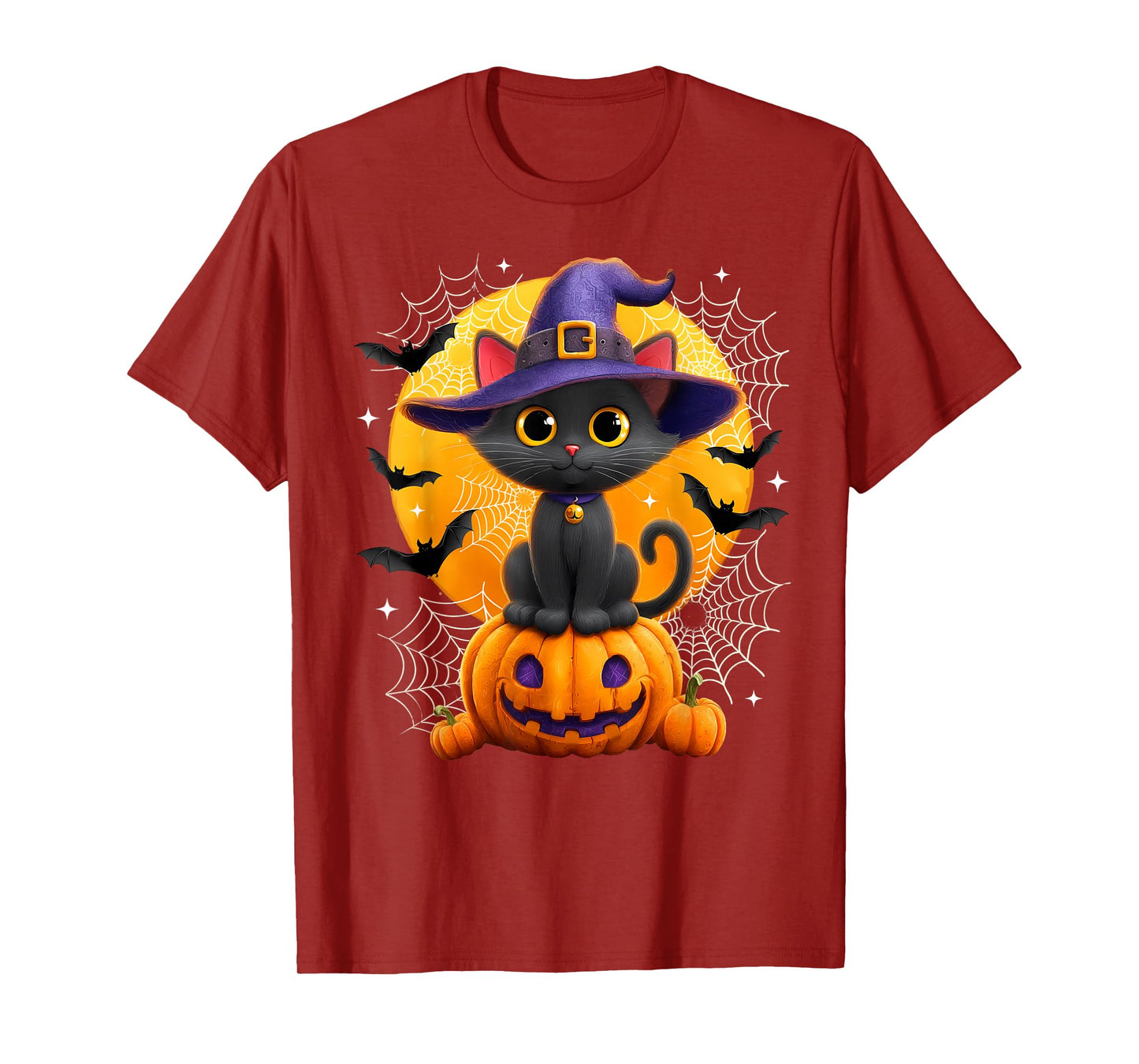 Moon Black Cat Witch Pumpkin Halloween Costumes Autumn Fall T-Shirt