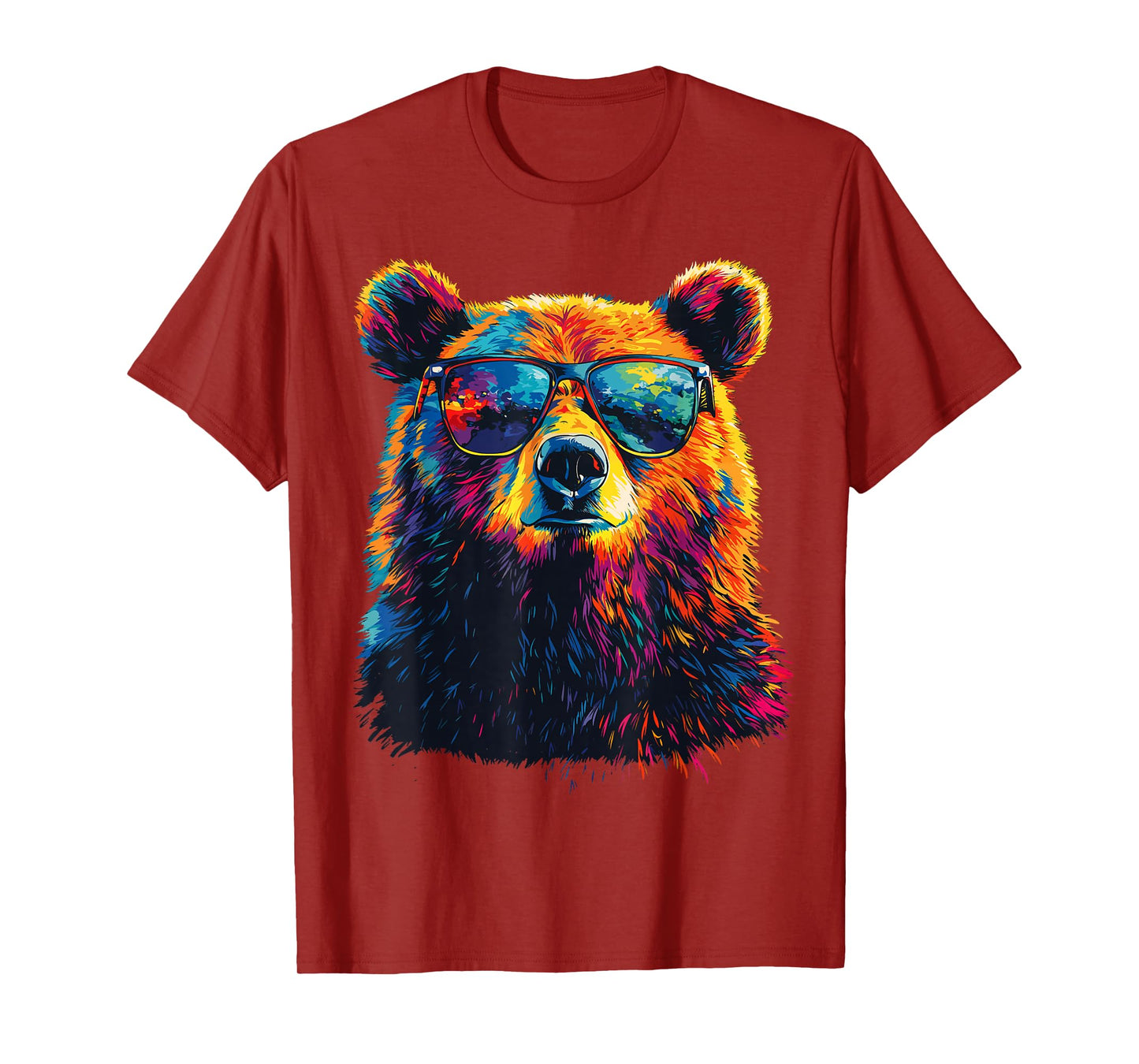 Bear Wearing Sunglasses Wildlife Graphic Colorful Bear T-Shirt