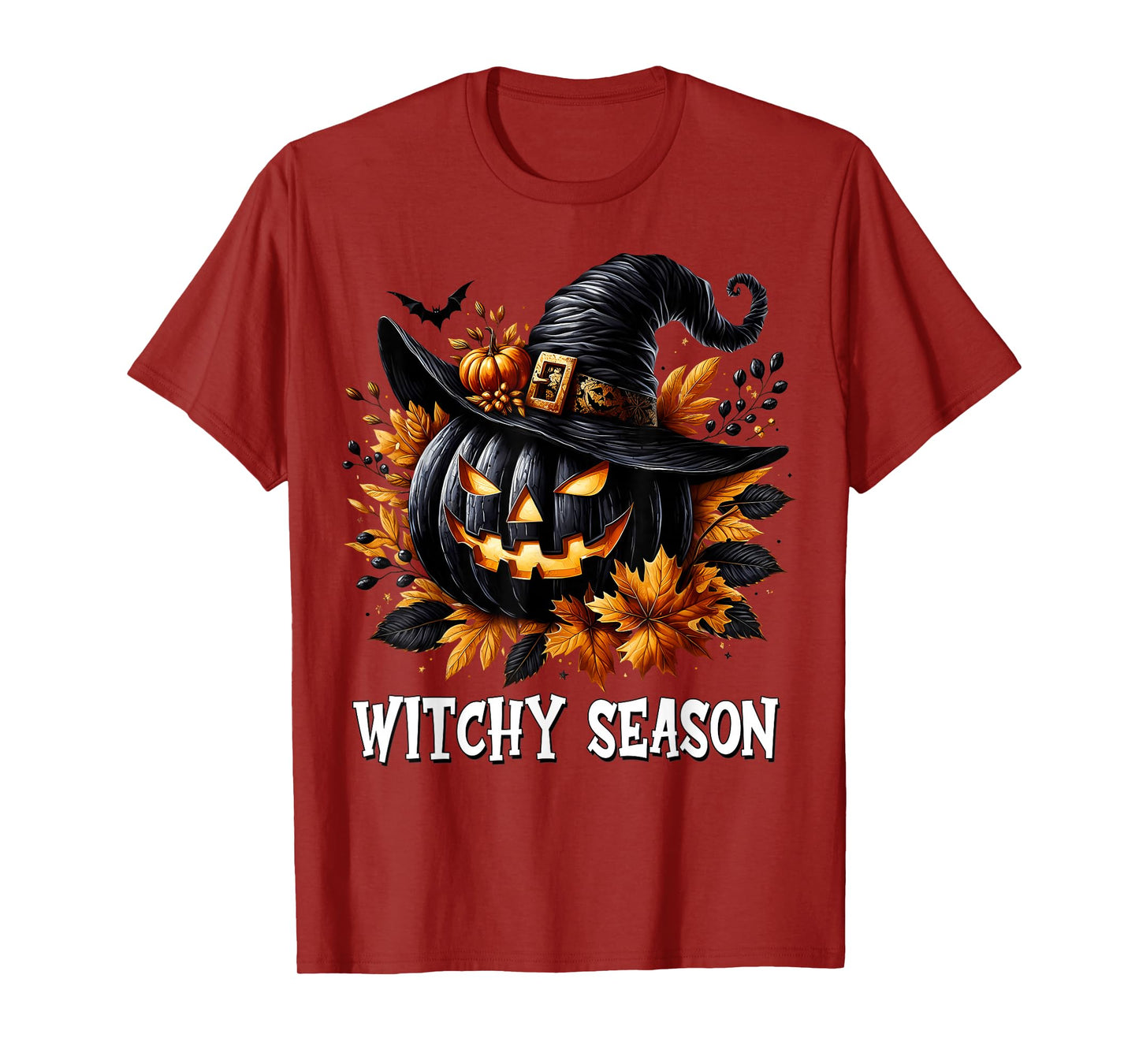 Witchy Jack O Lantern Pumpkin in Witch Hat for Halloween Mom T-Shirt