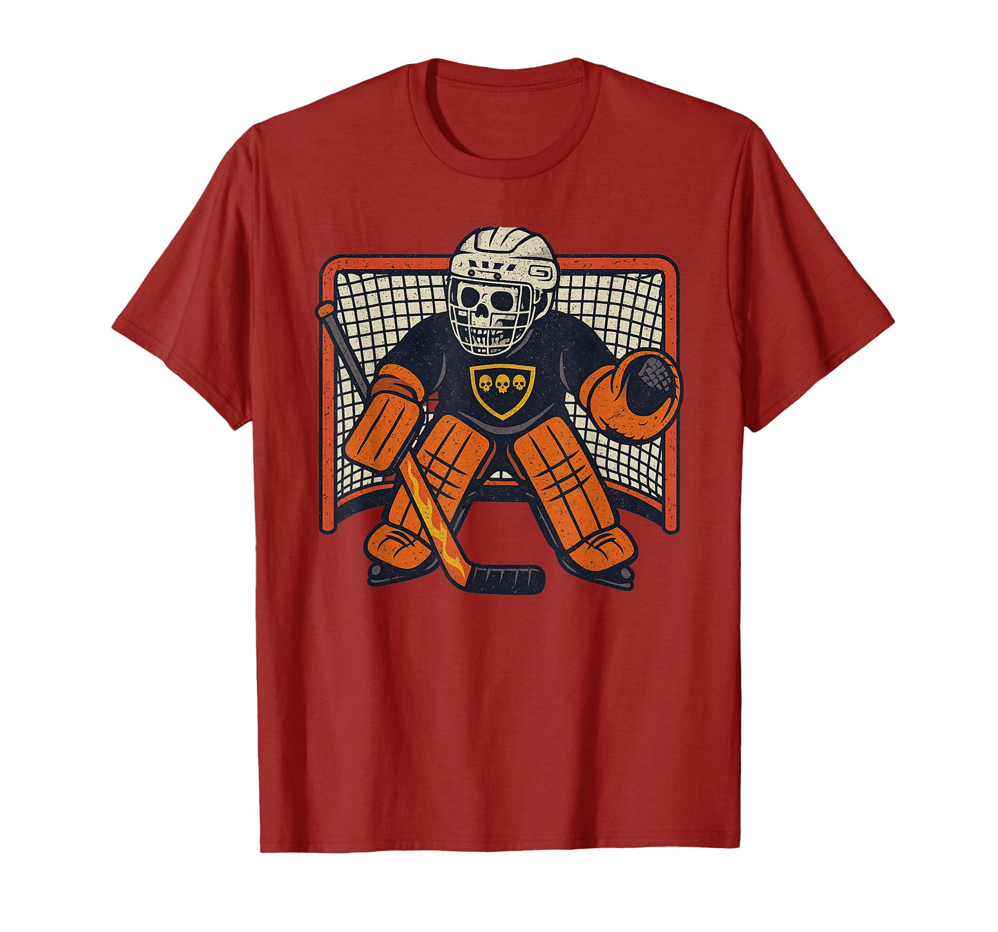 Vintage Halloween Skeleton Ice Hockey Funny Spooky Costume T-Shirt