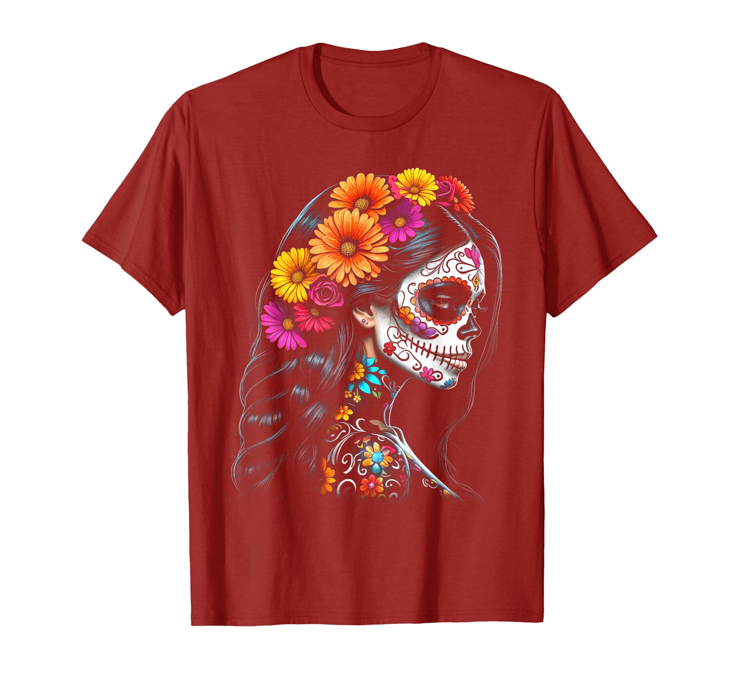 De Los Muertos La Catrina Day of the Dead Sugar Skull Women T-Shirt