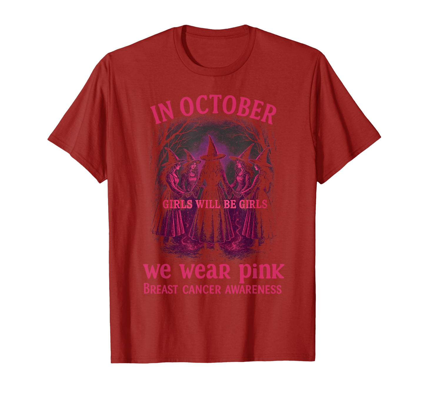 in October We Wear Pink Witches – Breast Cancer Awareness T-Shirt