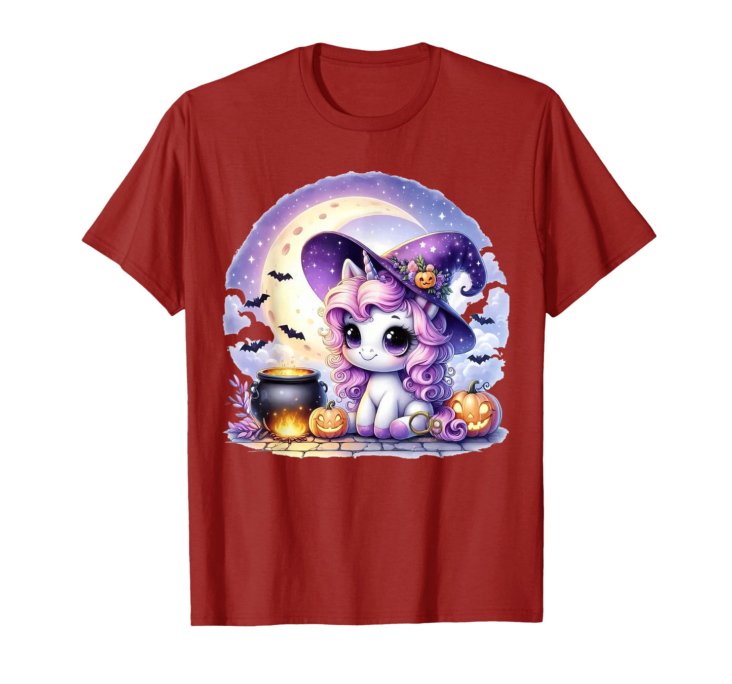 Cute Witch Unicorn Jack O’Lantern Halloween Girls Tees T-Shirt
