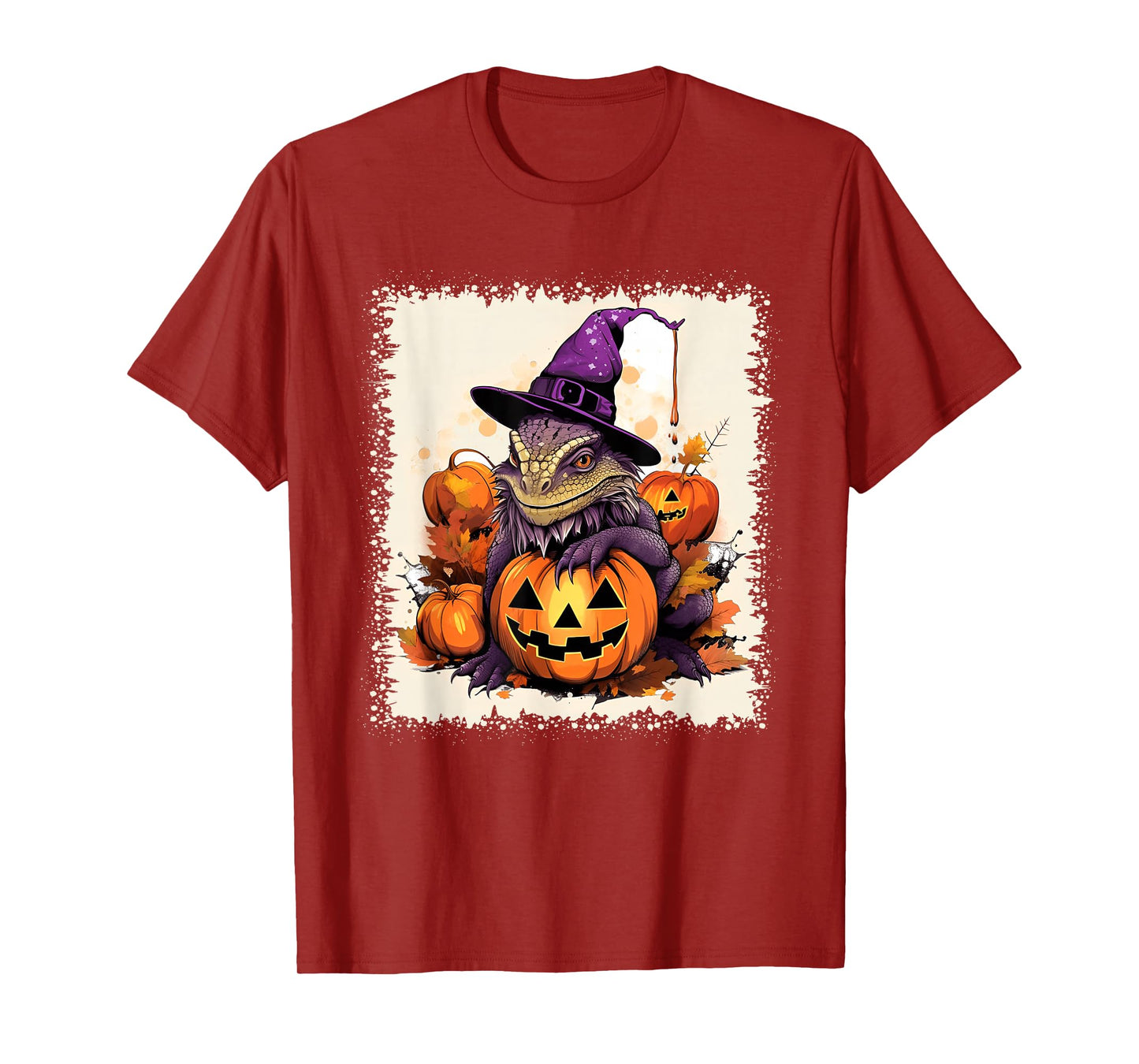 Bearded Dragon Witch Hat Pumpkin Halloween Kids Men Women T-Shirt