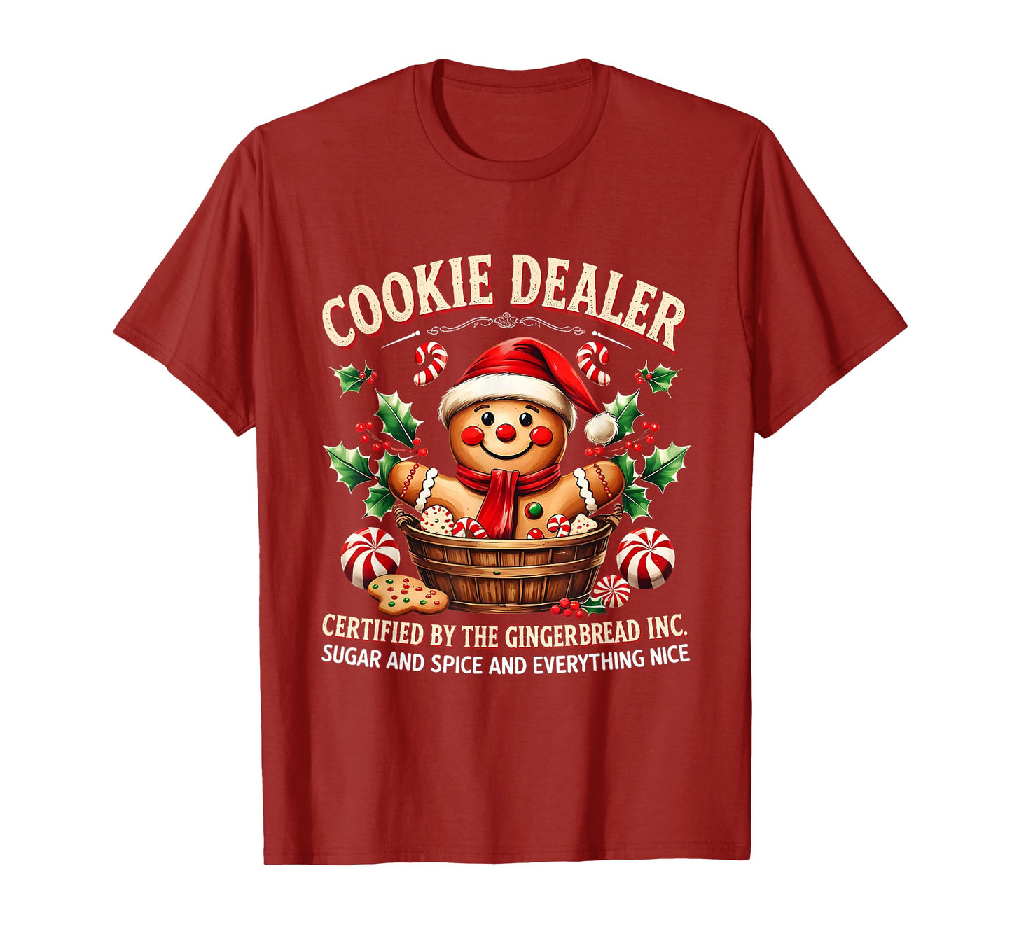 Vintage Gingerbread Bakery Christmas Cookie Dealer Holiday T-Shirt