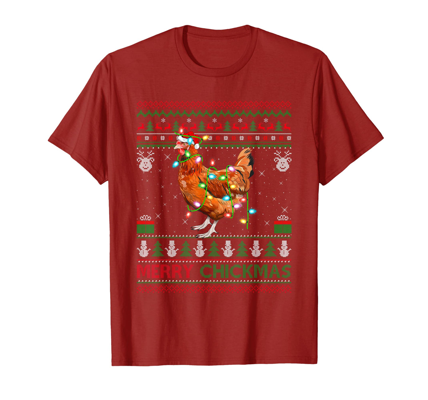 Chicken Ugly Christmas Sweaters Santa Farm Animal Xmas T-Shirt