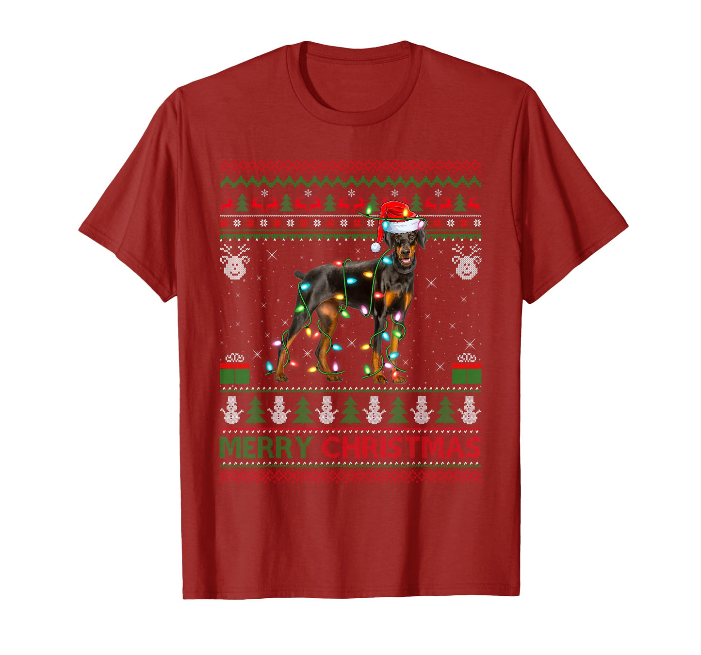 Doberman Dog Ugly Christmas Sweater Funny Pet Dog Lover Xmas T-Shirt