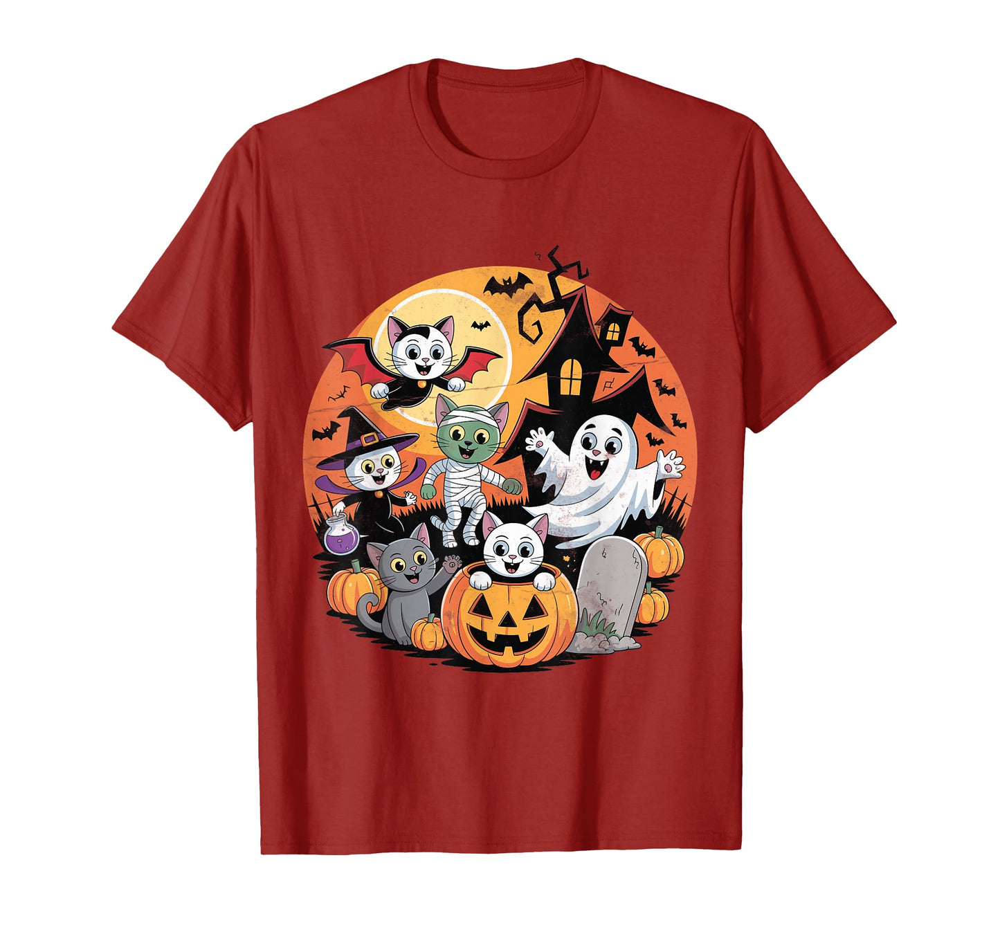 Funny Spooky Halloween Cats Costume Party Design T-Shirt