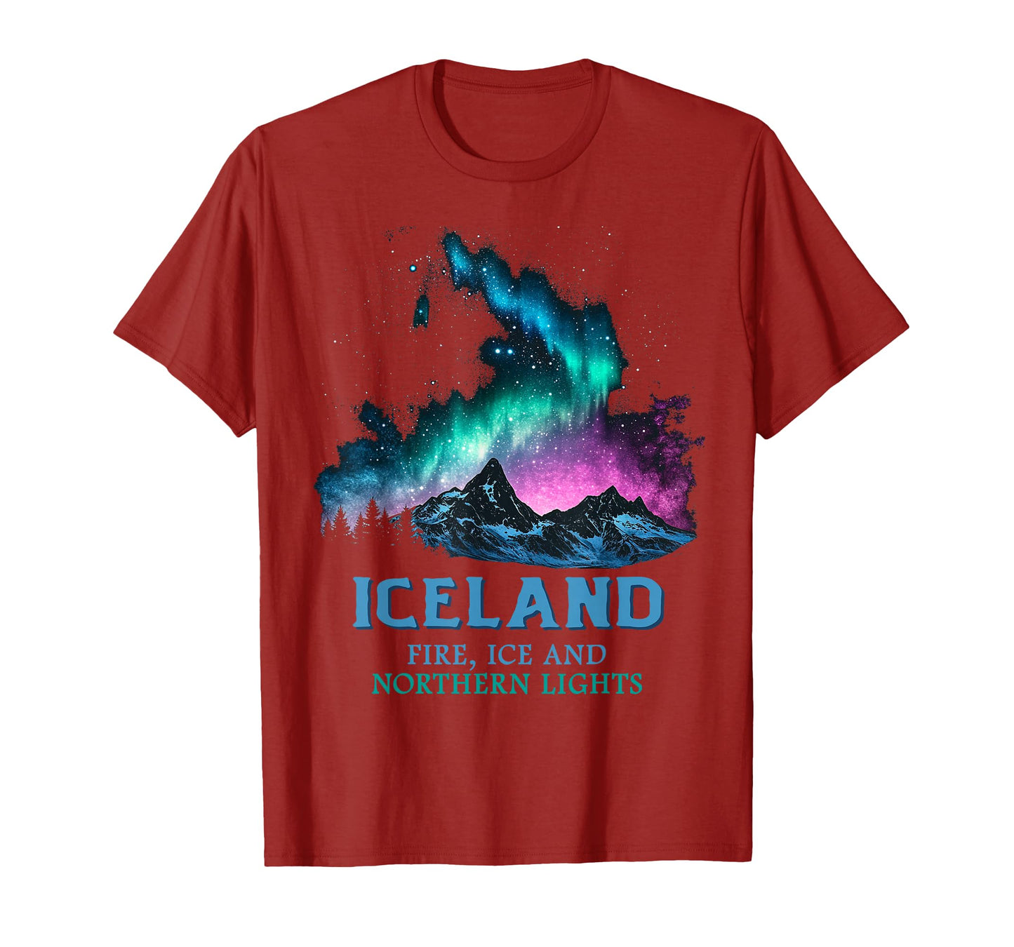 Iceland - Fire Ice Northern Lights Aurora Borealis T-Shirt