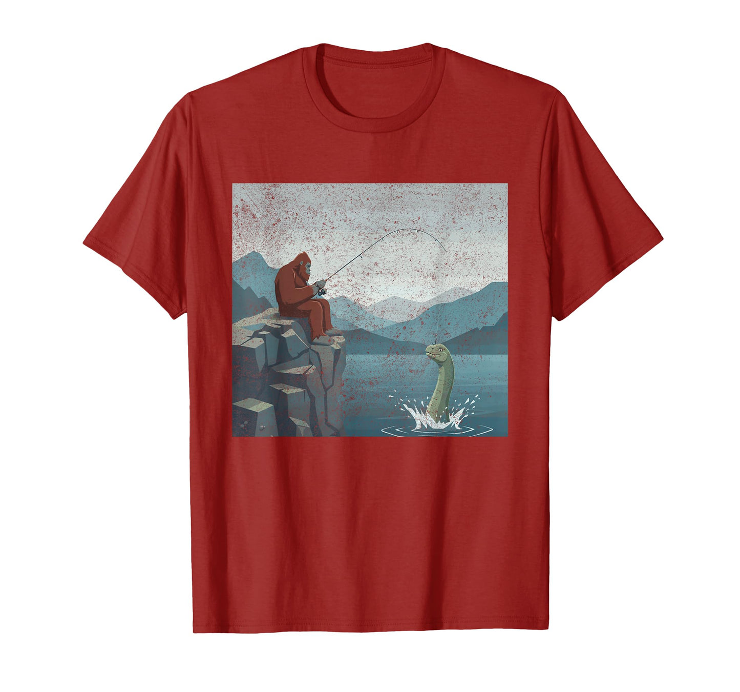 Bigfoot Sasquatch Fishes for The Loch Ness Monster Funny T-Shirt