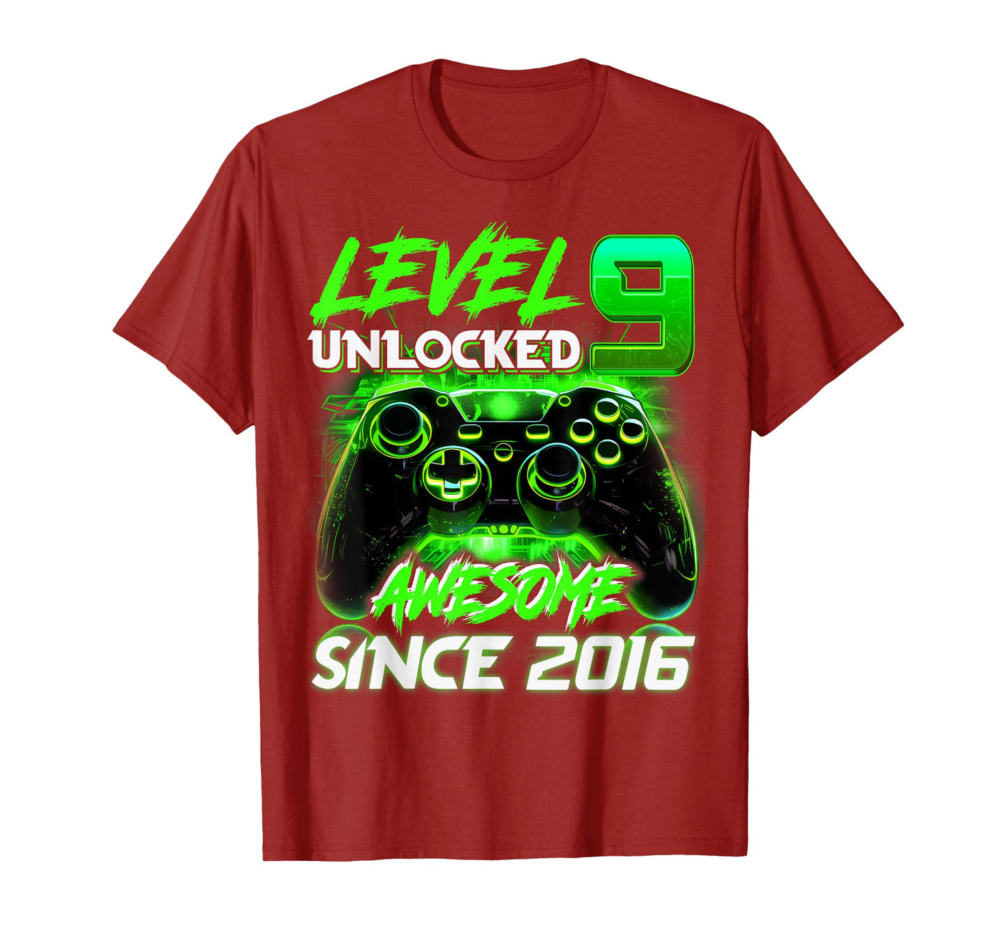 Cool Level 9 Unlocked Awesome Since 2016 9th Birthday Gaming T-Shirt