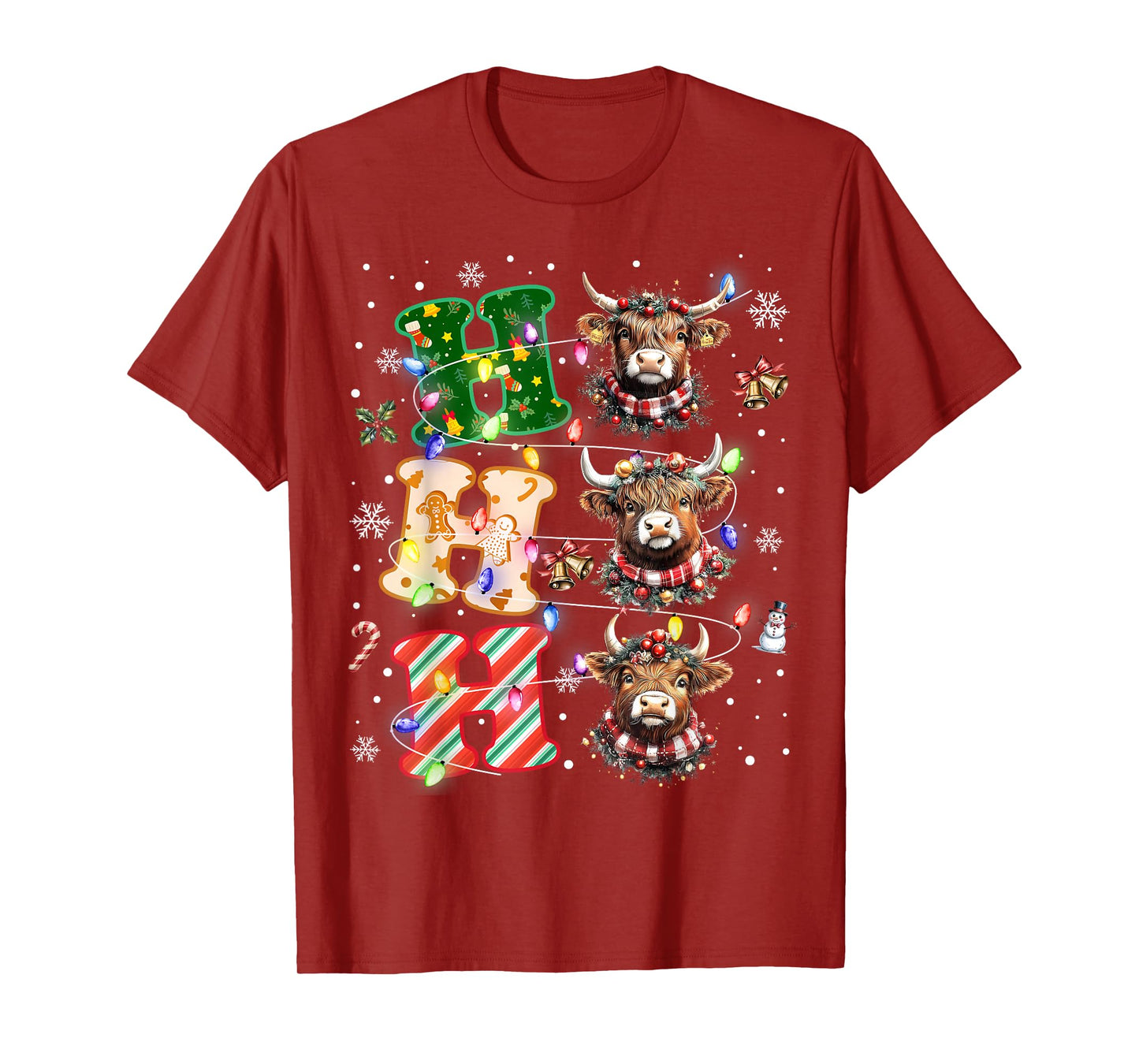 Ho Ho Ho Christmas Holiday Outfits Mooey Little Cow Xmas T-Shirt