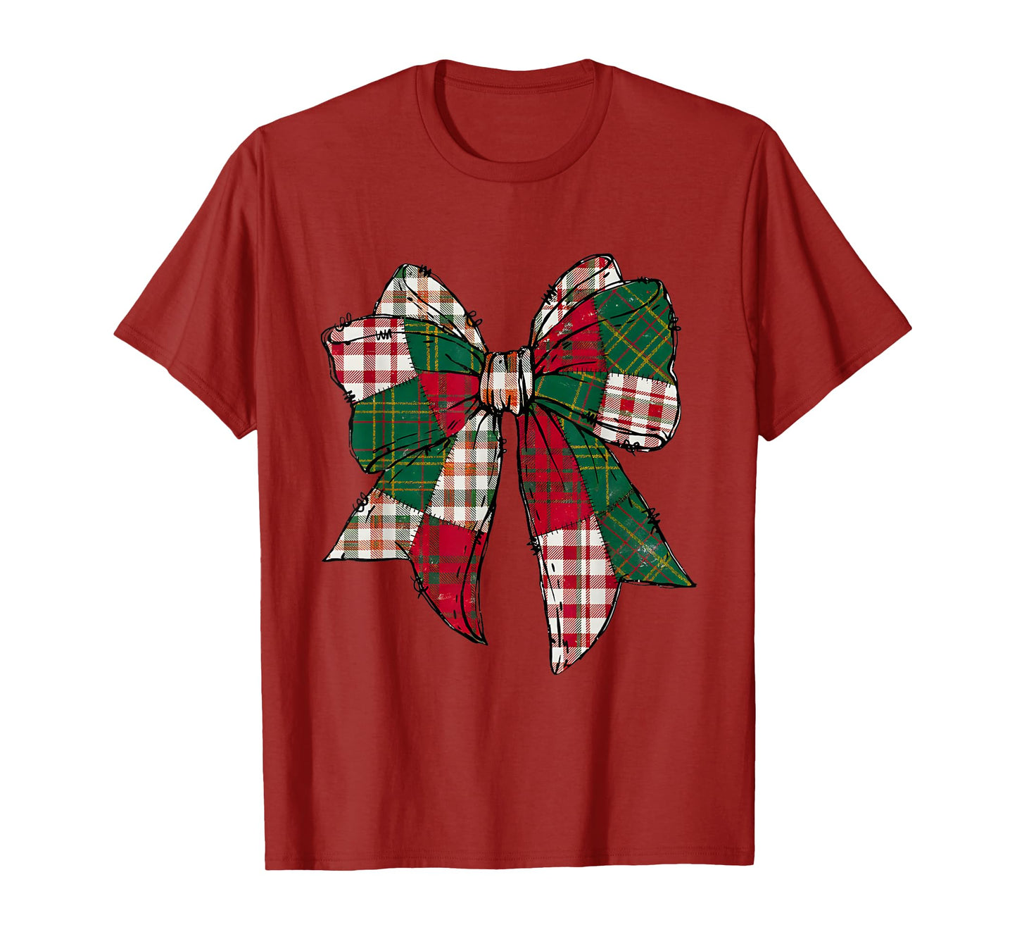 Coquette Bow Buffalo Plaid Christmas Xmas Family Pajama T-Shirt