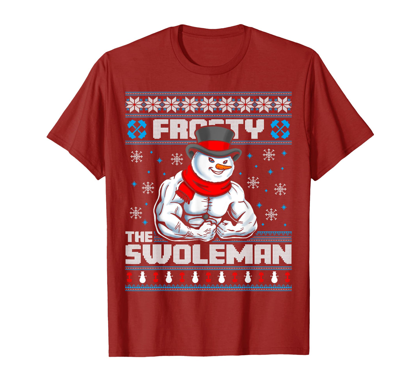 Frosty Swoleman Funny Christmas Workout Gym Weight Lifting T-Shirt